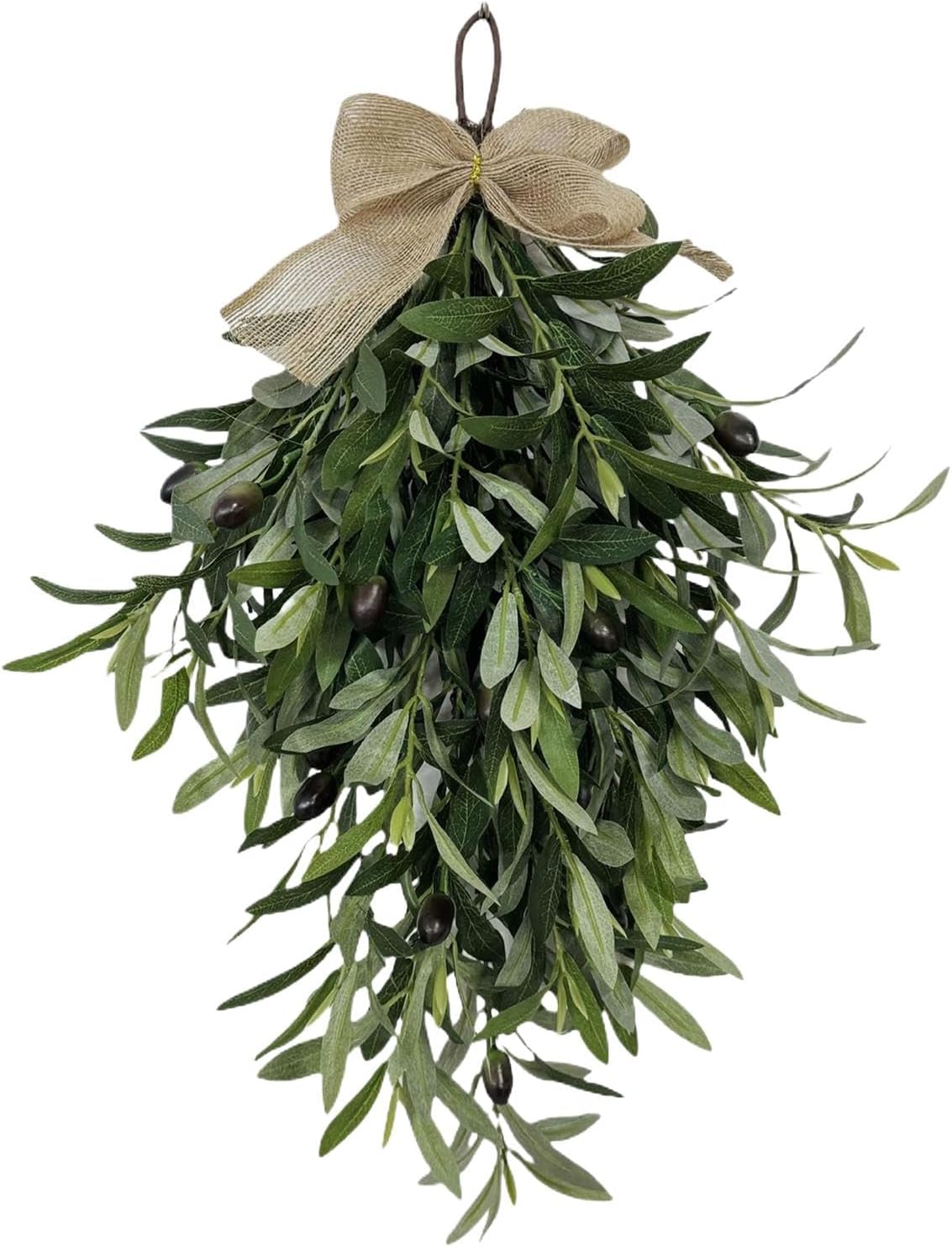 60cm Artificial Olive Teardrop Swag Wreath Decor
