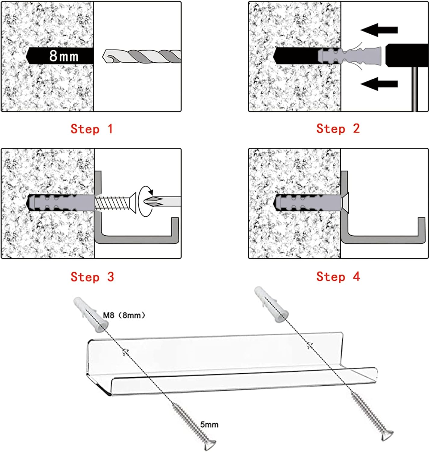 Cerpourt Acrylic Floating Shelf Set 2 Pack