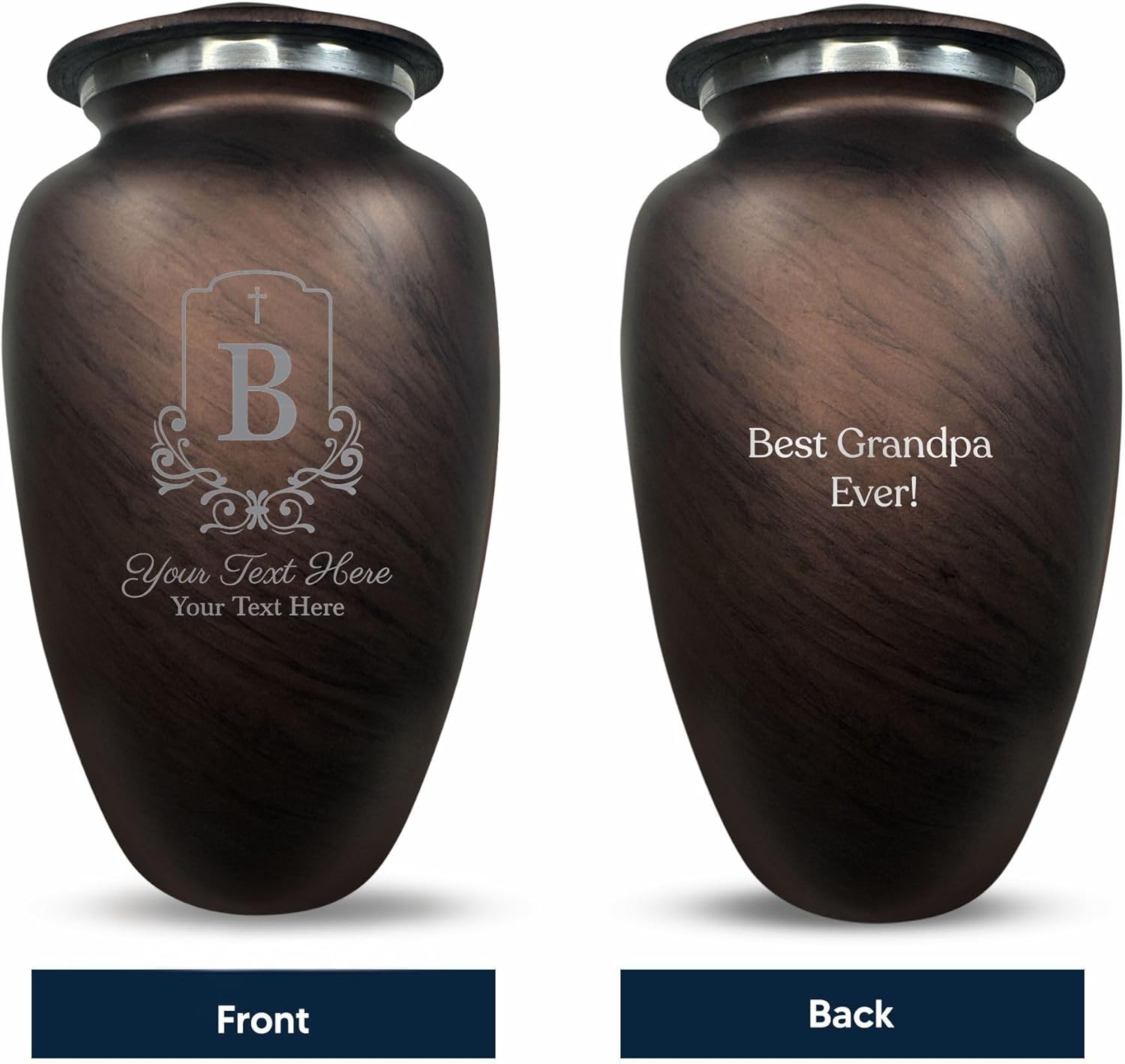 Custom Large Adult Cremation Urn - Personalized Name and Headstone Shape 200 Cubic Inch