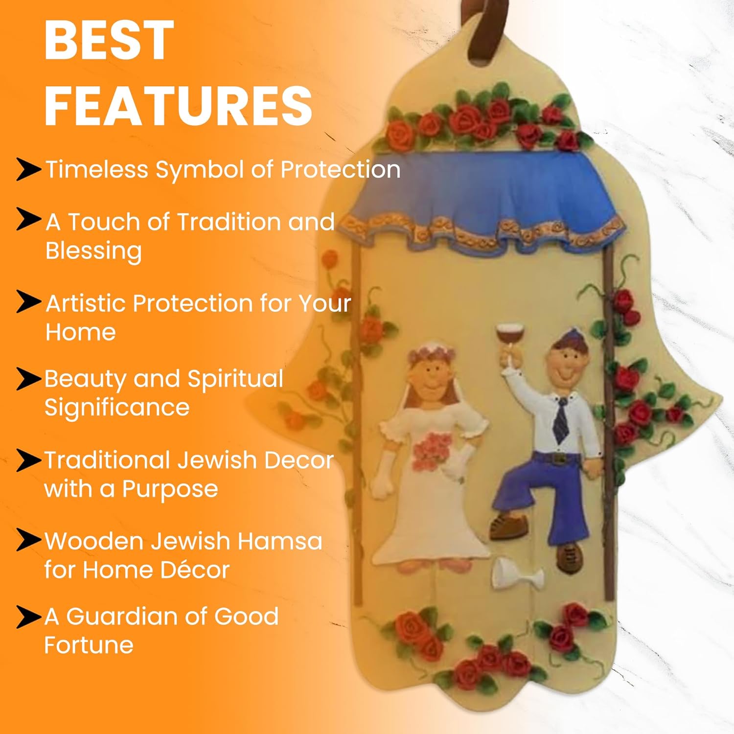 Majestic Giftware 8 Wooden Hamsa Wall Decor