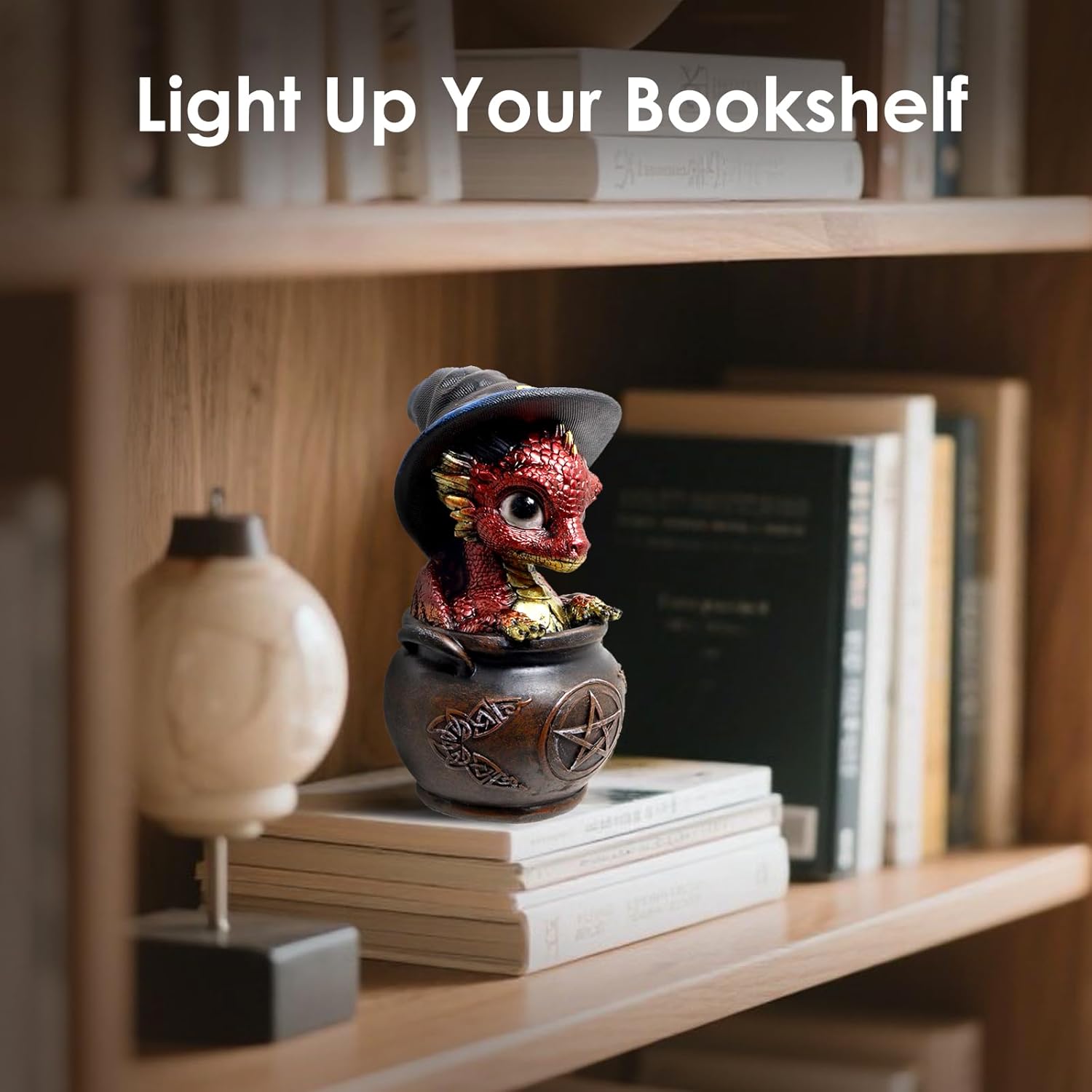 Mini Dragon Figurine with Witch Hat - Fantasy Decor Statue