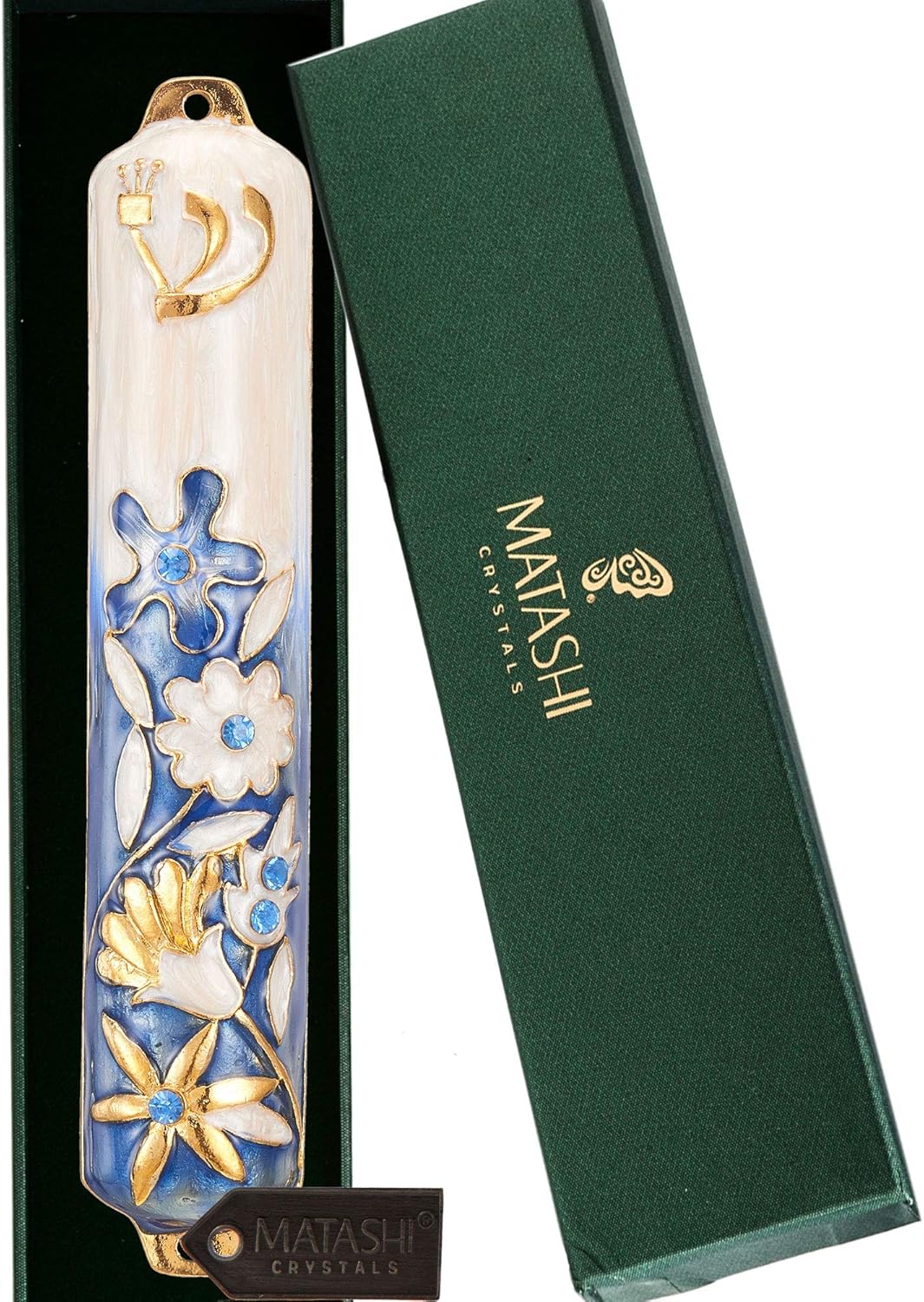 Matashi 55 Inch Hand Painted Mezuzah with Gold and Crystal Embellishments