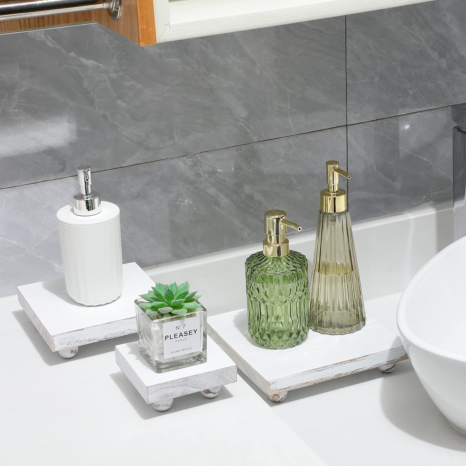 Chunful Set of 3 Whitewash Wood Risers