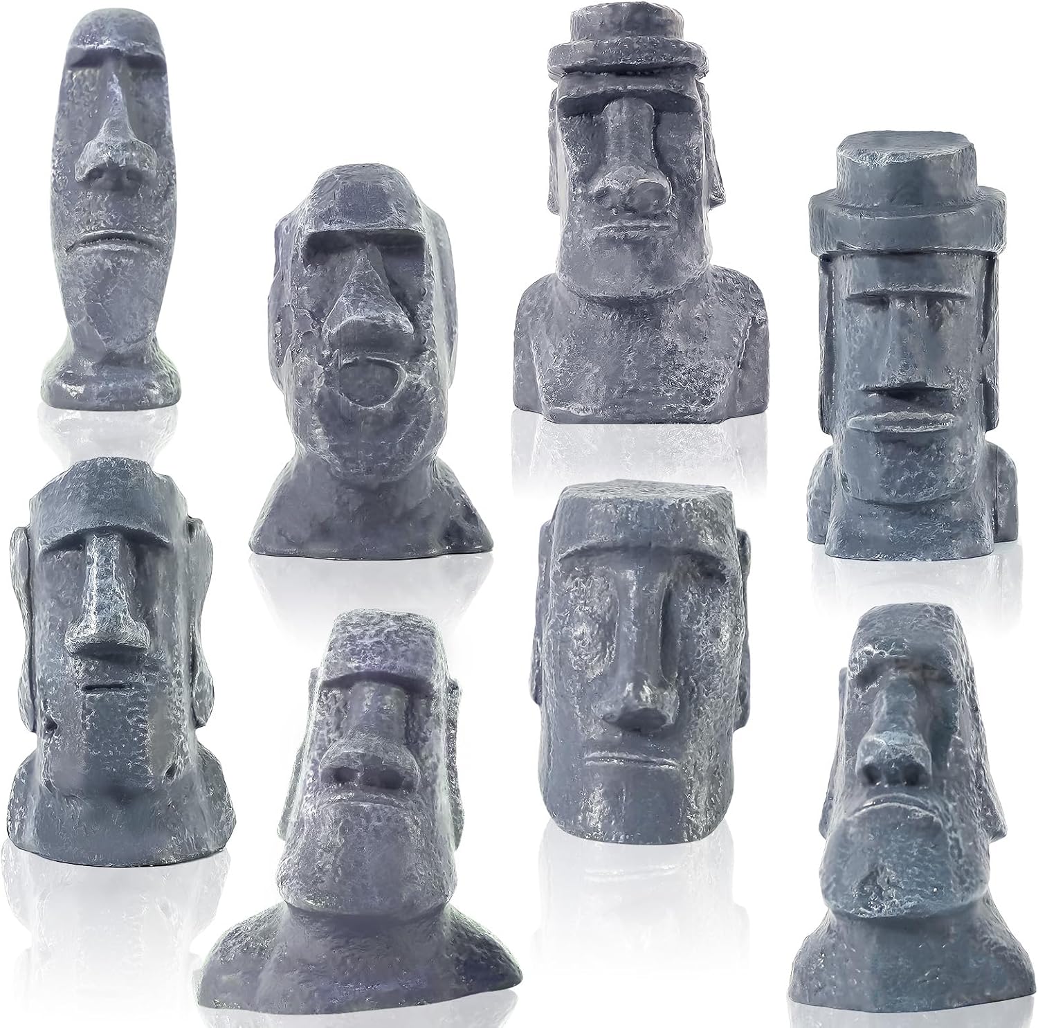8 Pcs Miniature Moai Statue Easter Island Decor 25 Inch Resin Sculpture