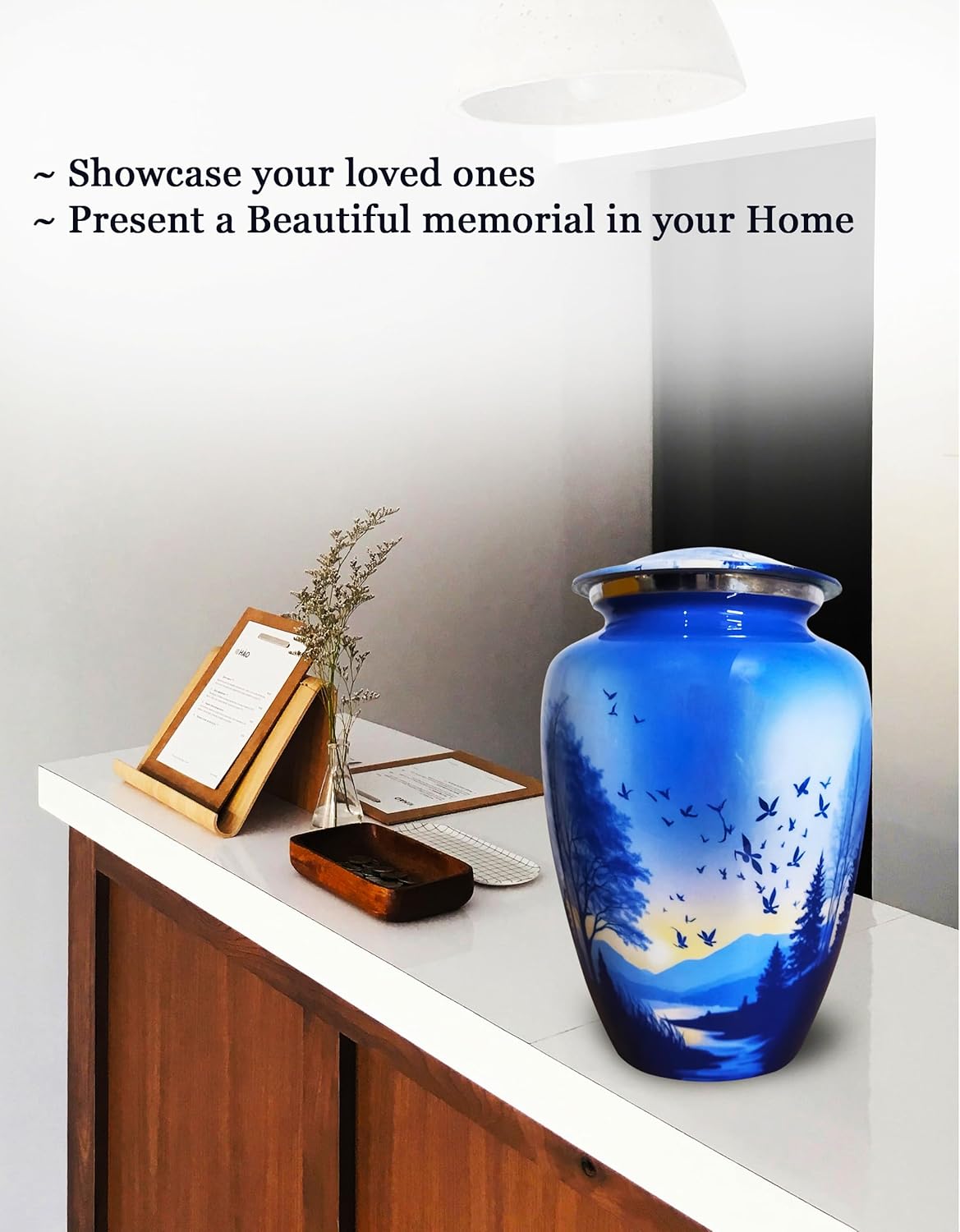 Artsymade Heaven Scenery Cremation Urn - Blue 200 Cubic Inches