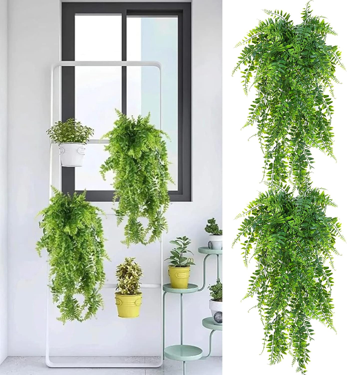 2Pcs Artificial Eucalyptus Teardrop Wreath Greenery Swag 35 Inch Hanging Garland