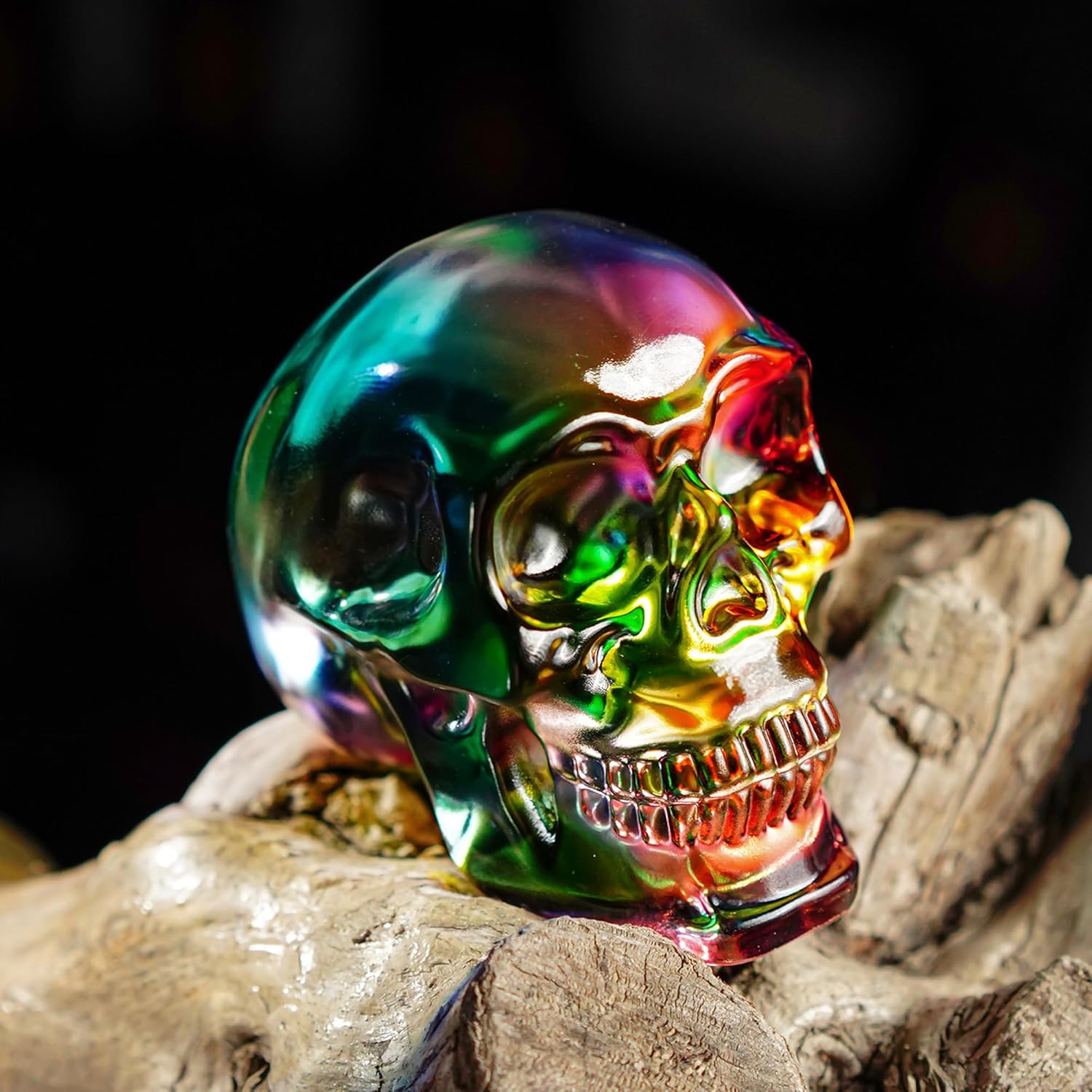 3 Inch Multi-Color Crystal Skull Statue for Home Decor