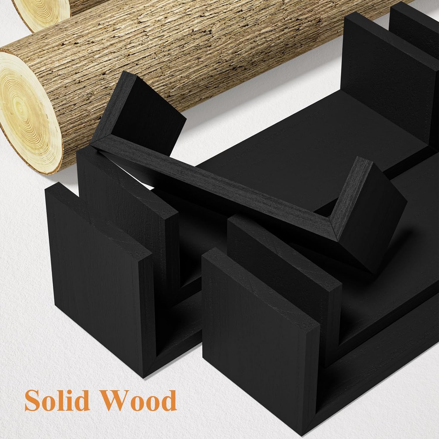 SRIWATANA Weathered Black Floating Wall Shelves Set of 5