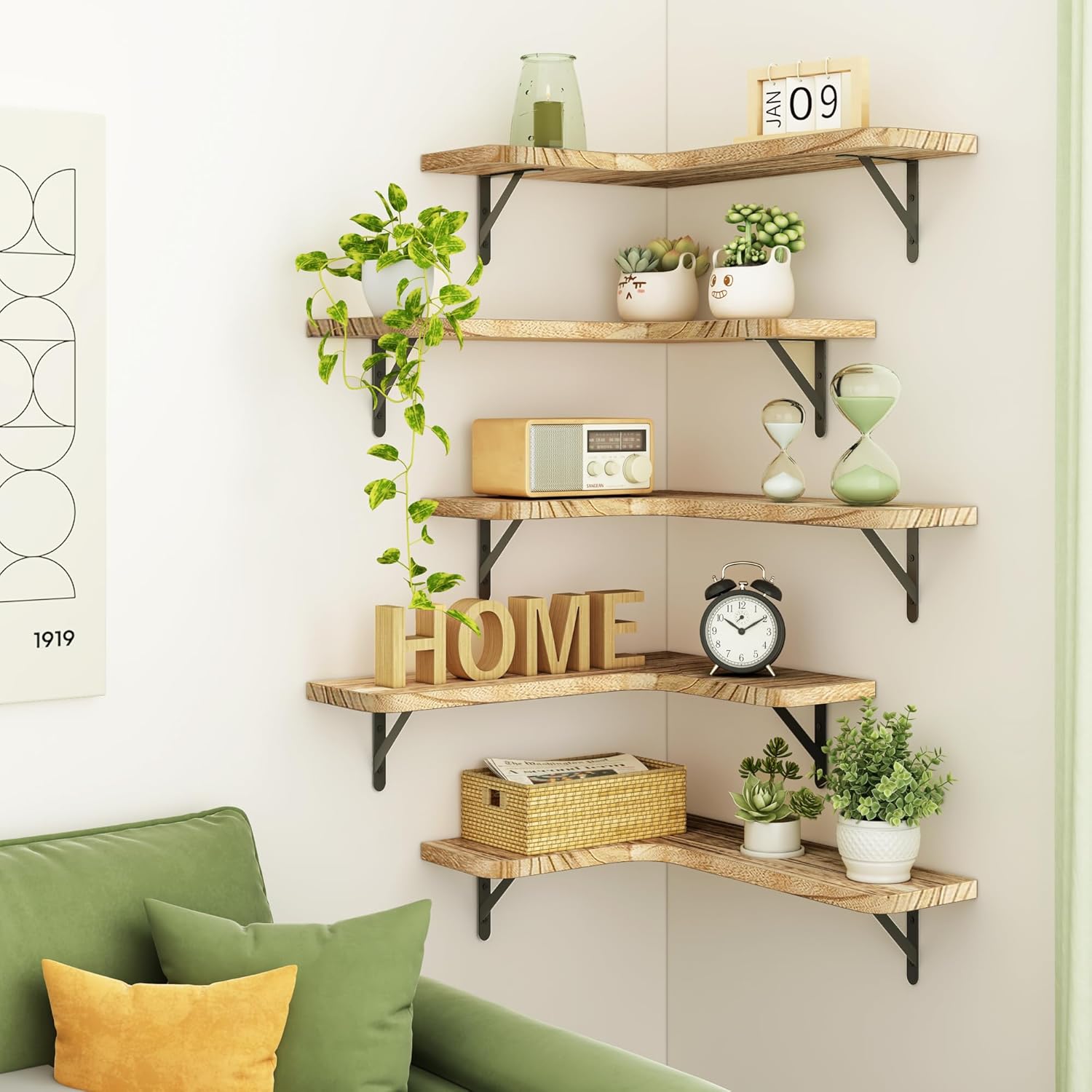 Fixwal Floating Corner Shelves Set of 5 Carbonized Black