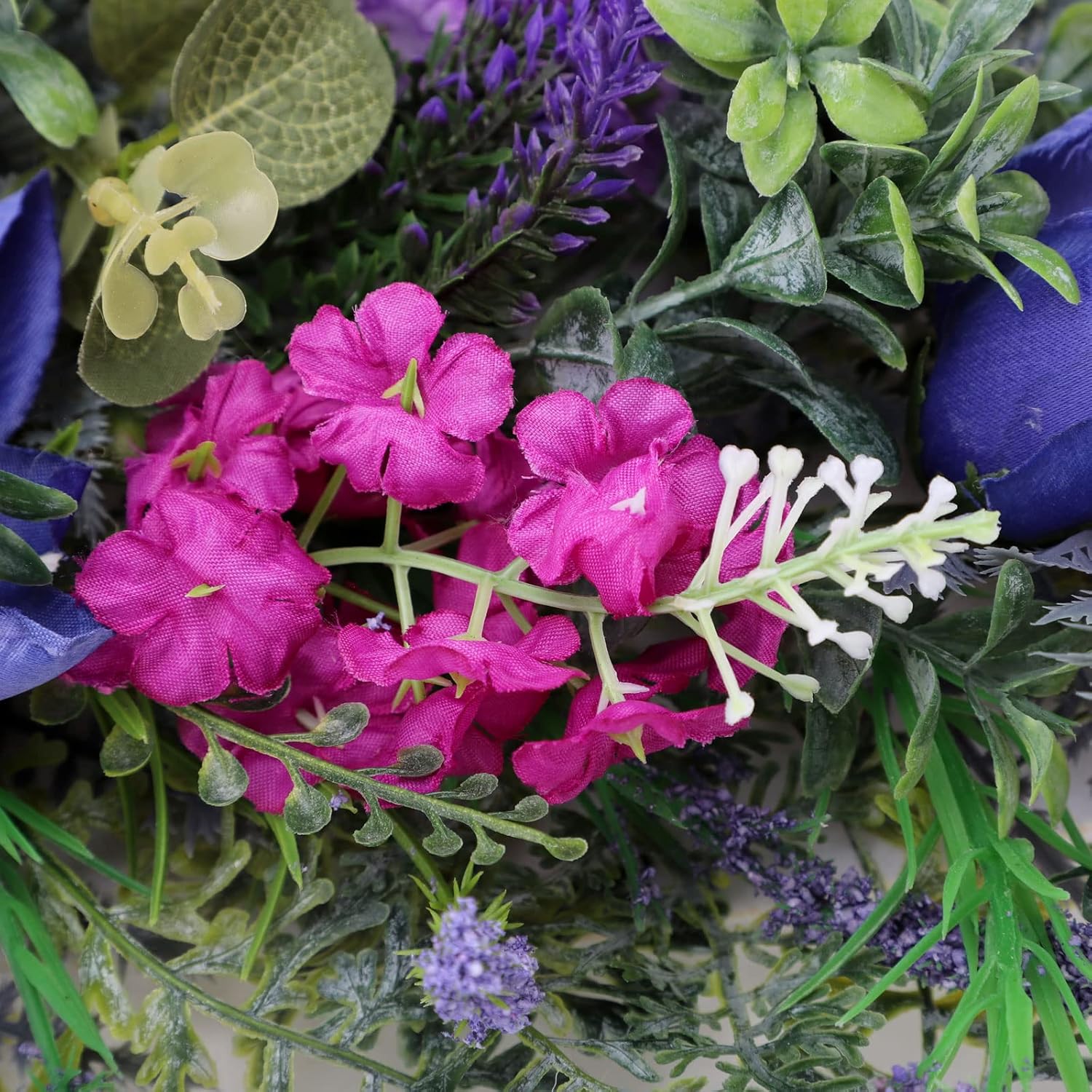 Spring Wreath for Front Door with Lavender and Tulip Flowers
