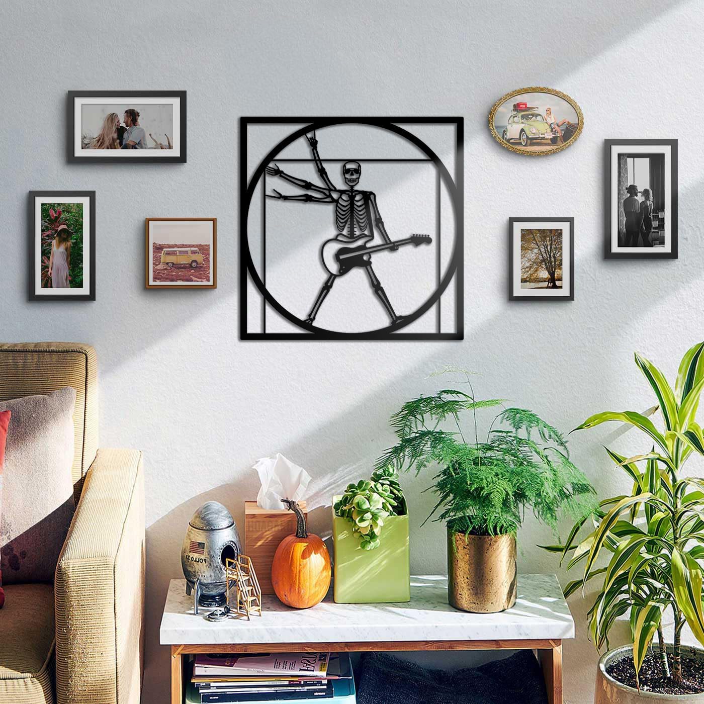 Rock Skeleton Vitruvian Wall Art Modern Minimalist Metal Decor