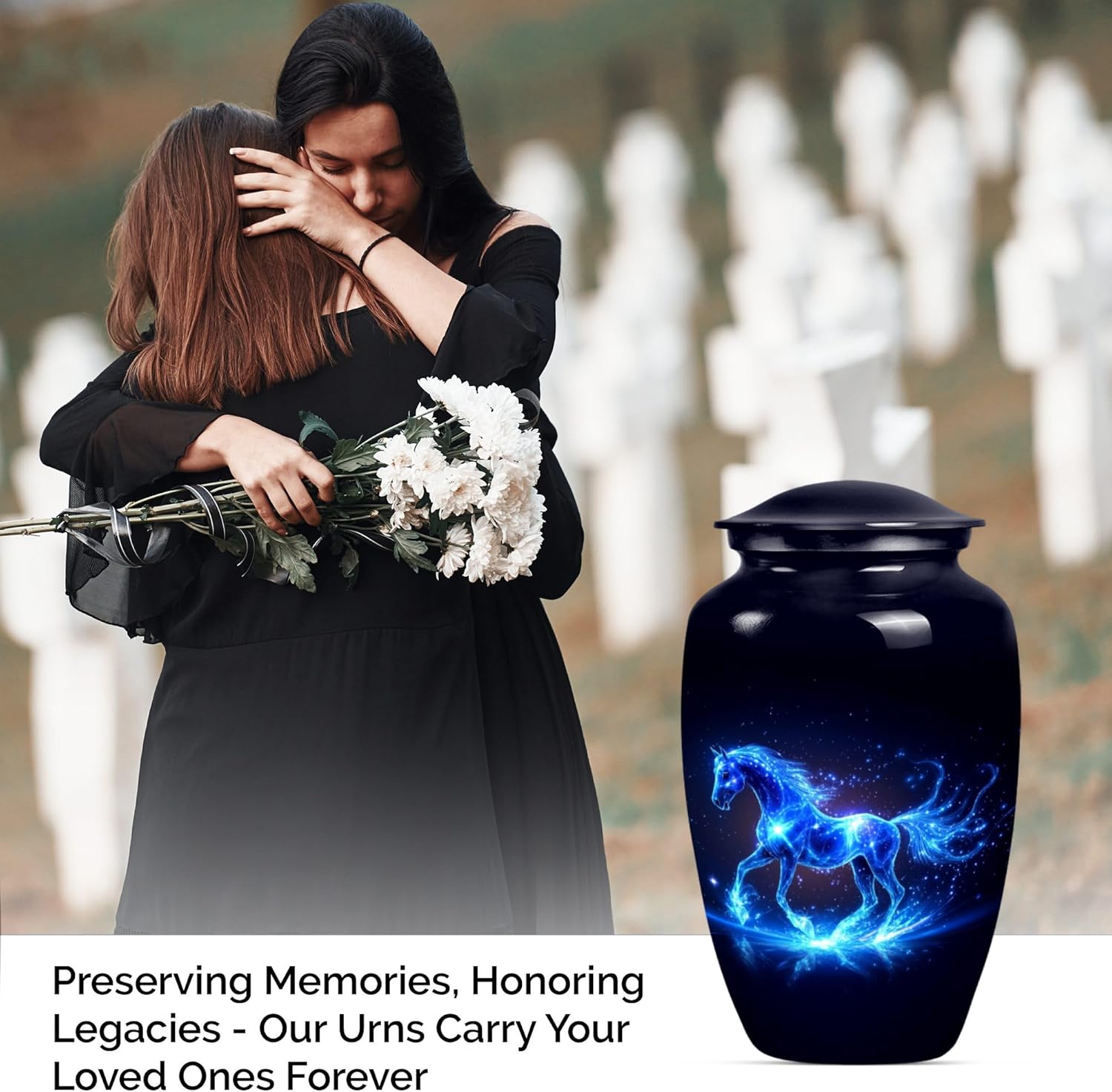 10 Inch Horse Urn for Cremation Ashes - Decorative Burial Urn for Human Remains