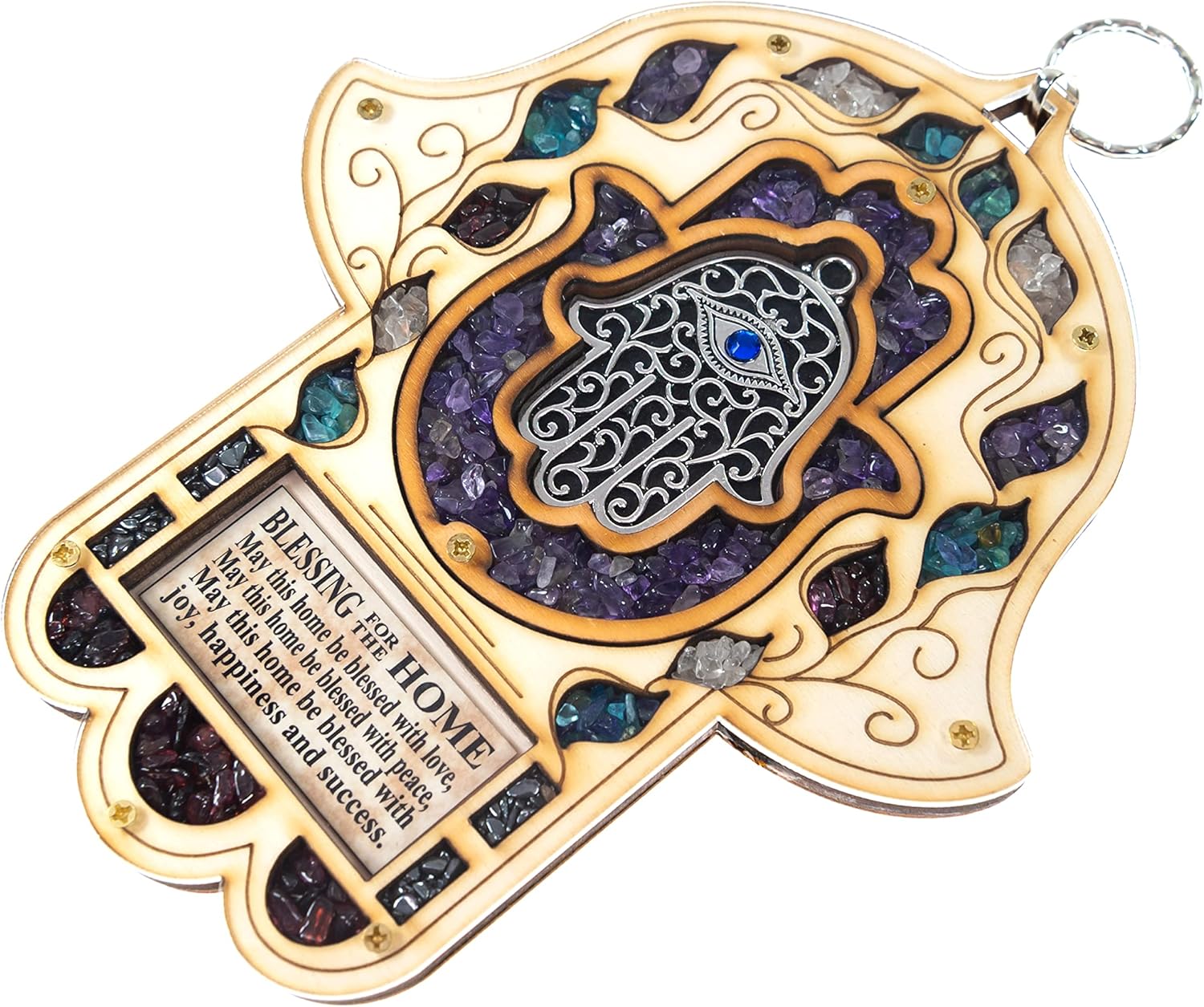 My Daily Styles Wooden Hamsa Wall Decor - 8 Inch Good Luck Symbol