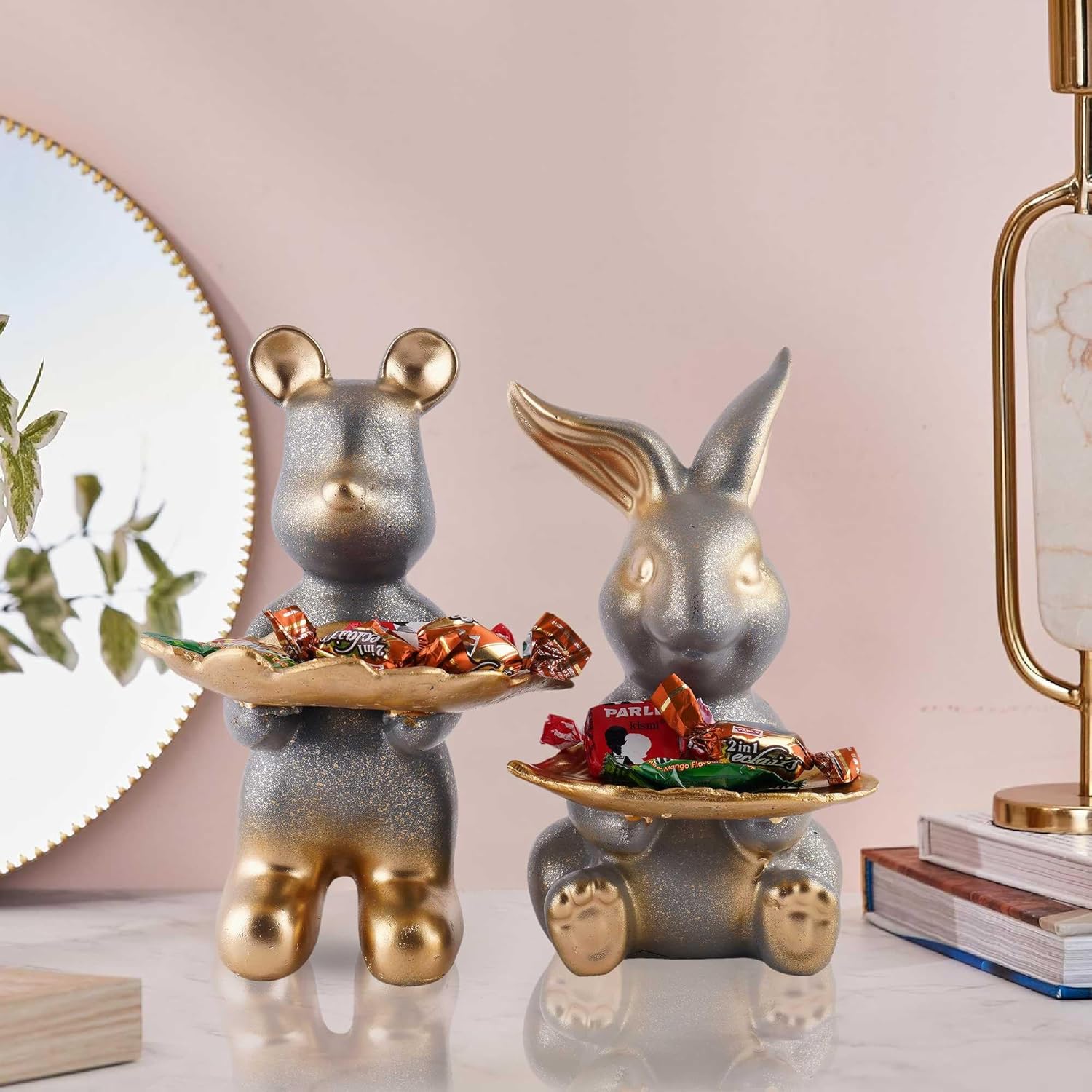 Iconic E Craft Set of Two Decorative Rabbit Statues