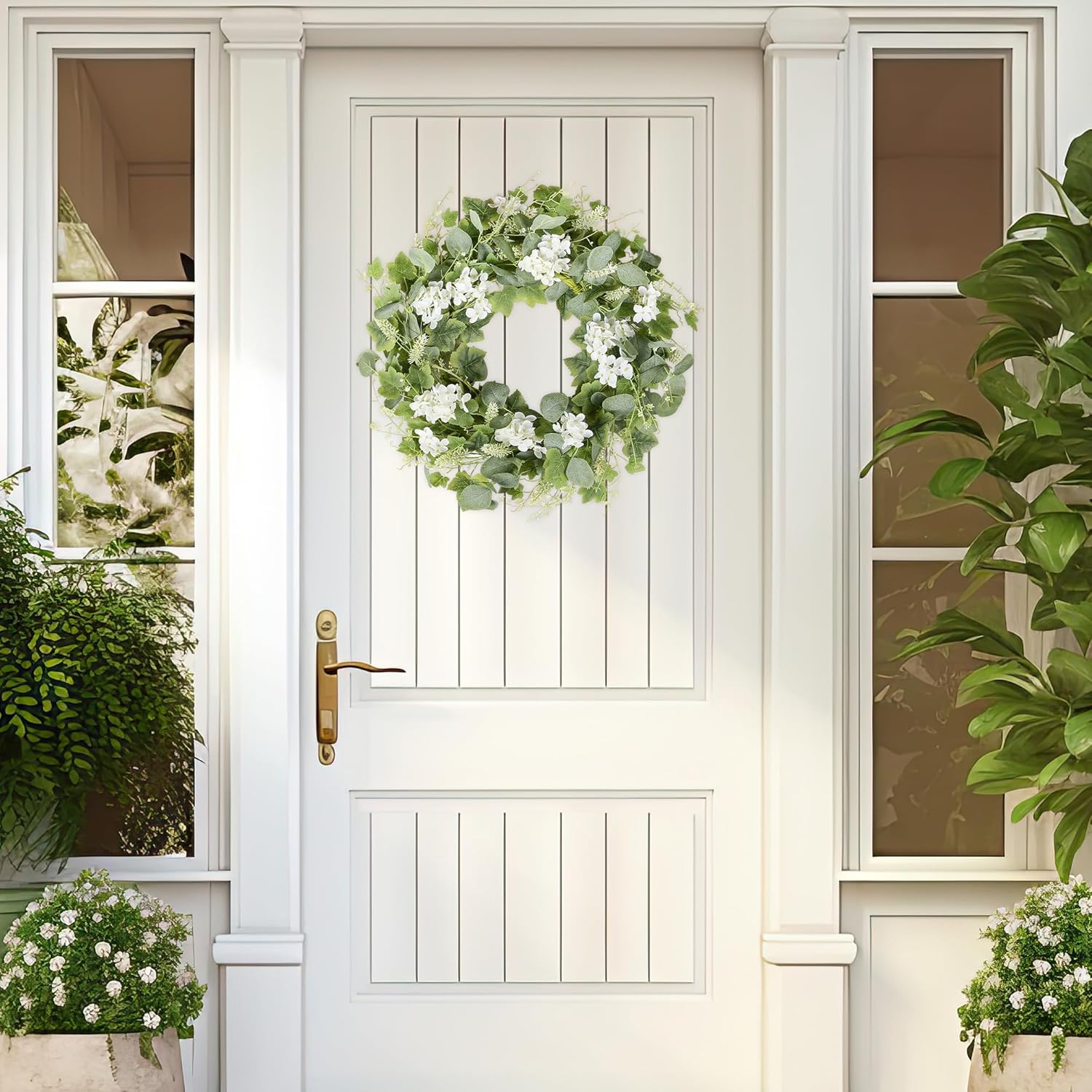 YNYLCHMX 18 Inch Spring Summer Wreath for Front Door