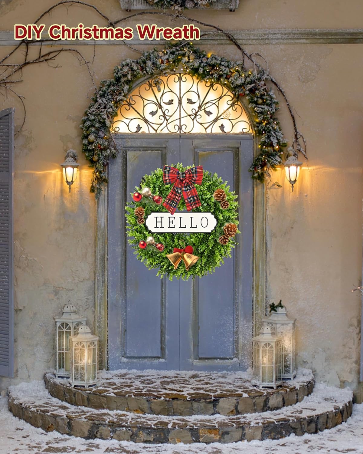 DDHS 24 Inch Artificial Spring Wreath for Front Door