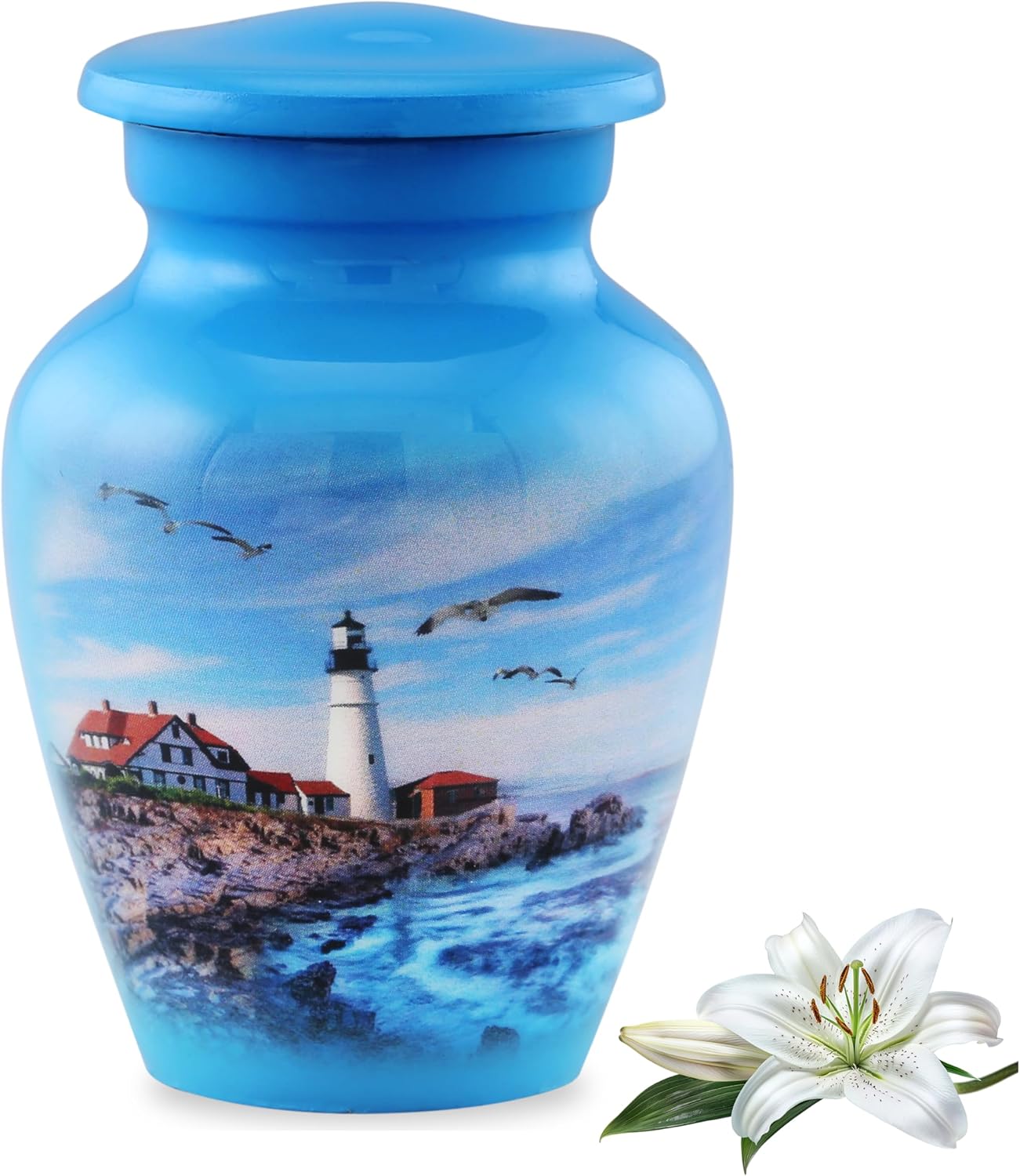 Lighthouse Keepsake Urn for Ashes - Mini Cremation Urn with Premium Case and Bag