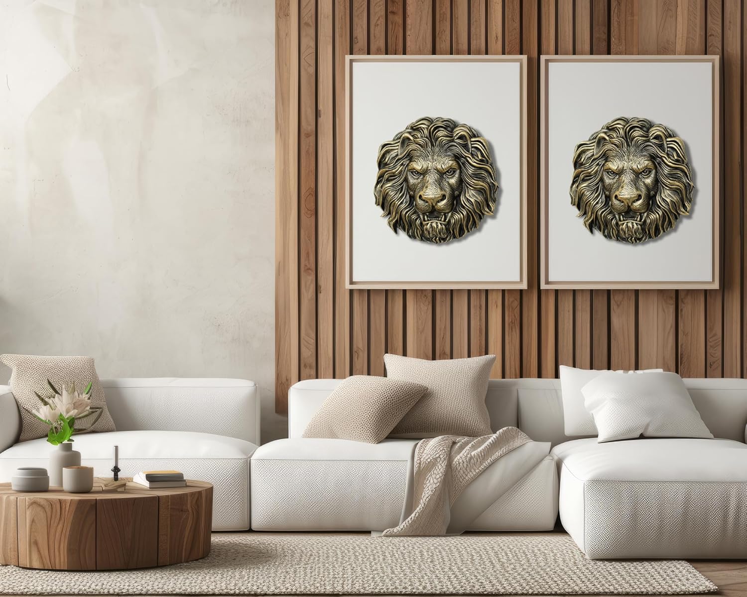 AMOIENSIS Lion Head Wall Art Sculpture 8 inch Vintage Gold