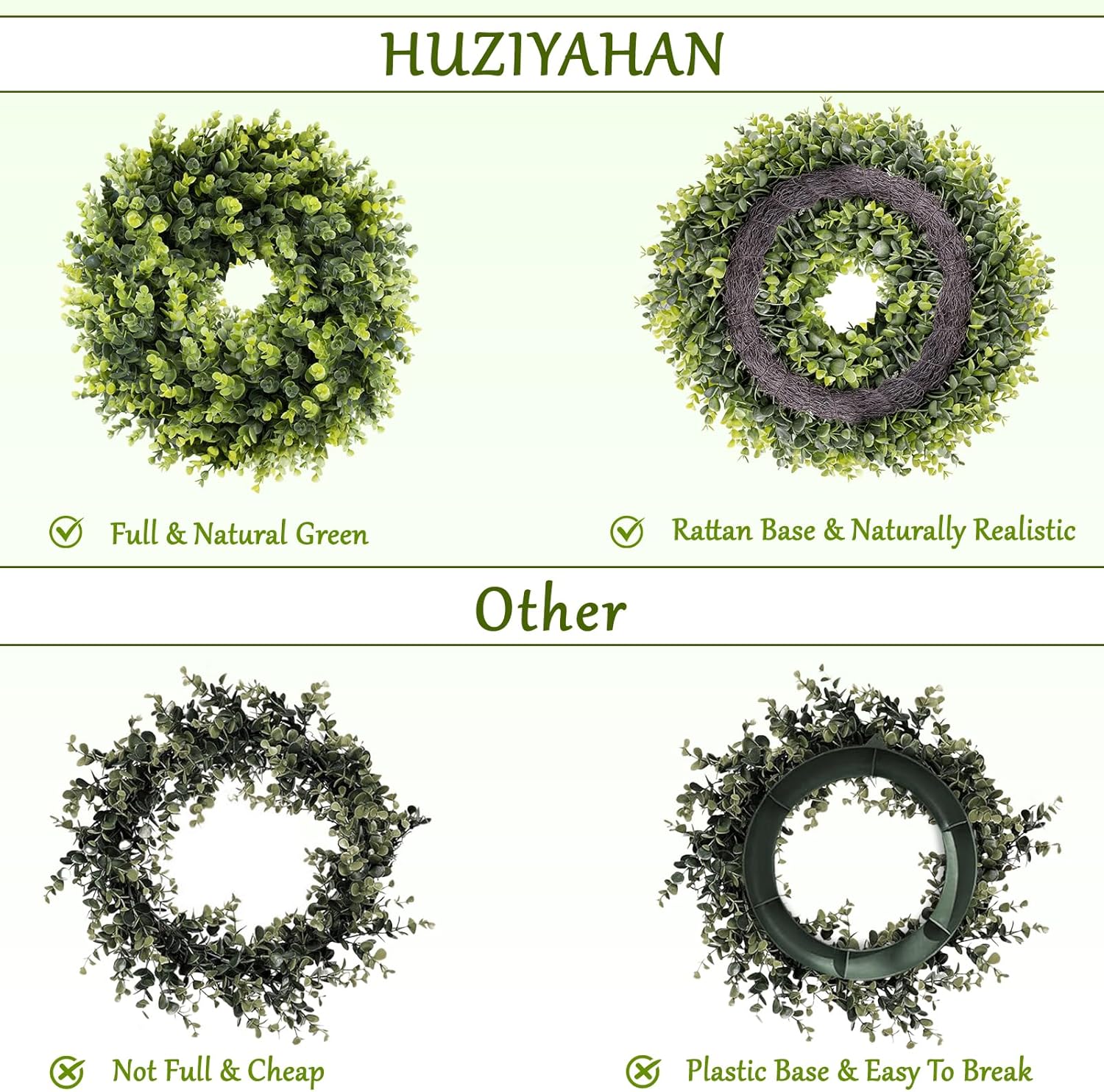 Boxwood Wreath for Front Door and Wall All Seasons 16-18 Inches