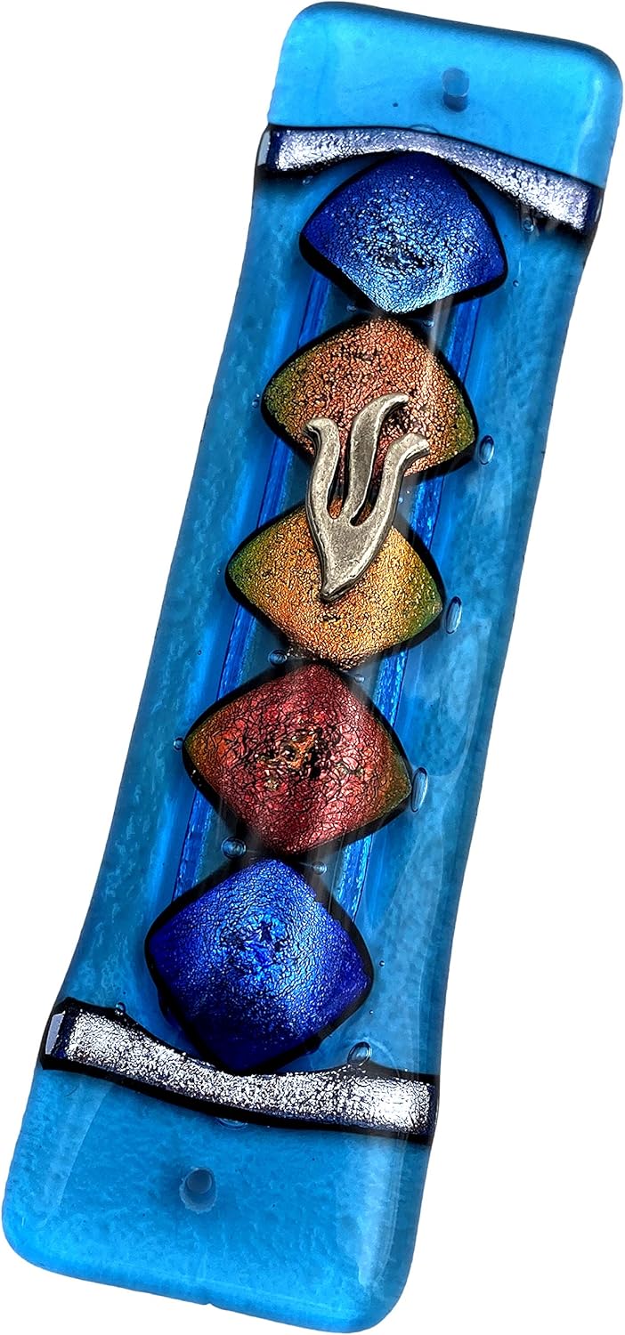 Five Diamonds Mezuzah - Art Glass Gift Box with Non Kosher Scroll Included Hand Made in The USA