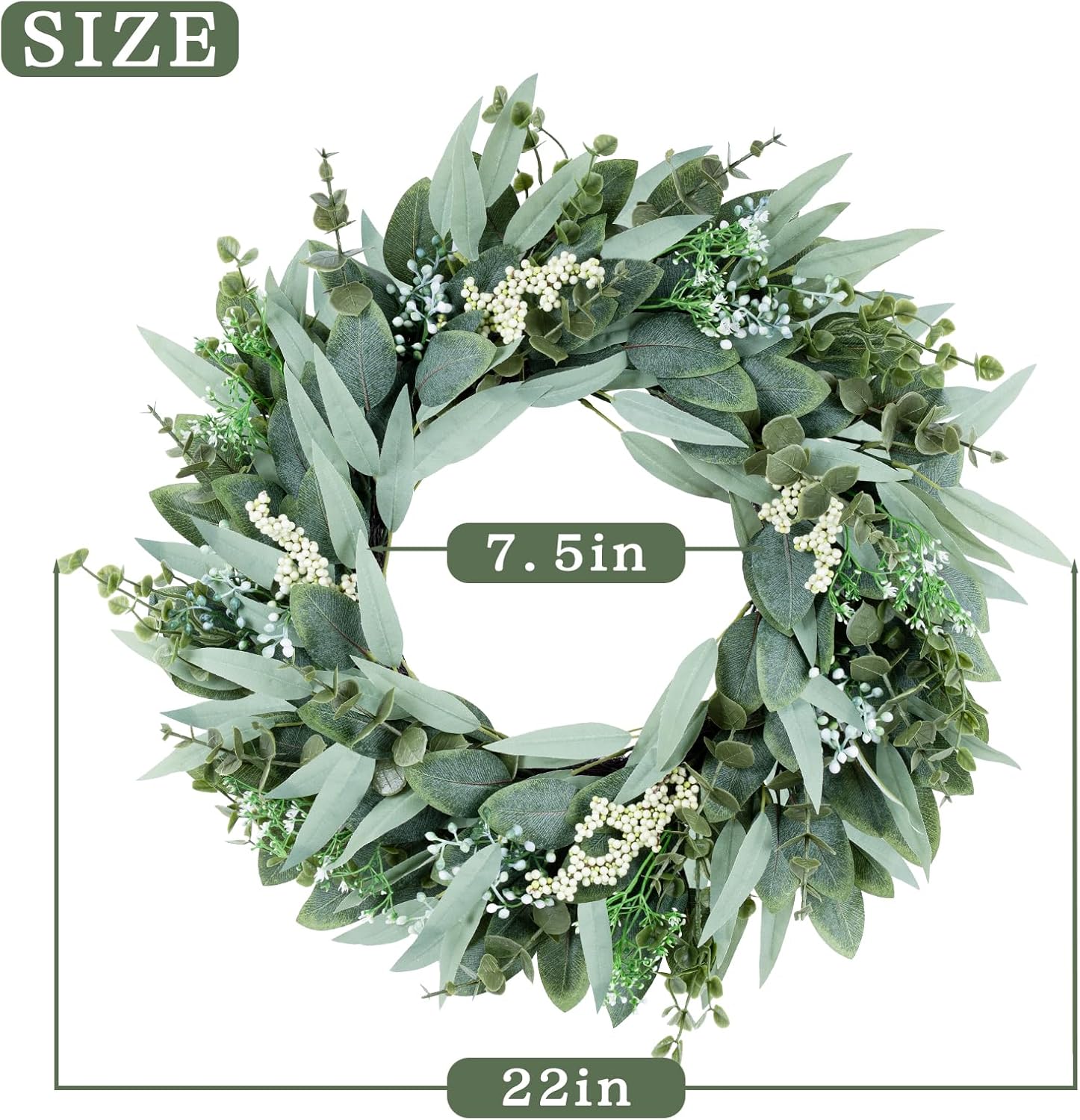 Eucalyptus Wreaths 22 Inch Artificial Greenery Front Door Decor