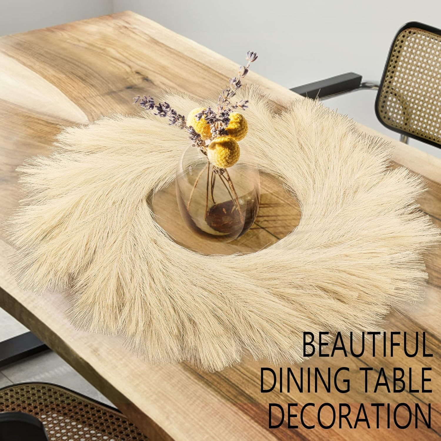 Hananona Artificial Pampas Grass Wreath 26 Beige