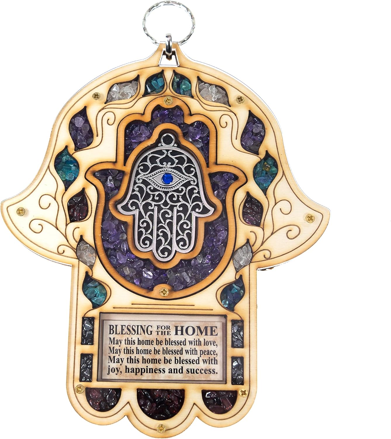 My Daily Styles Wooden Hamsa Wall Decor - 8 Inch Good Luck Symbol