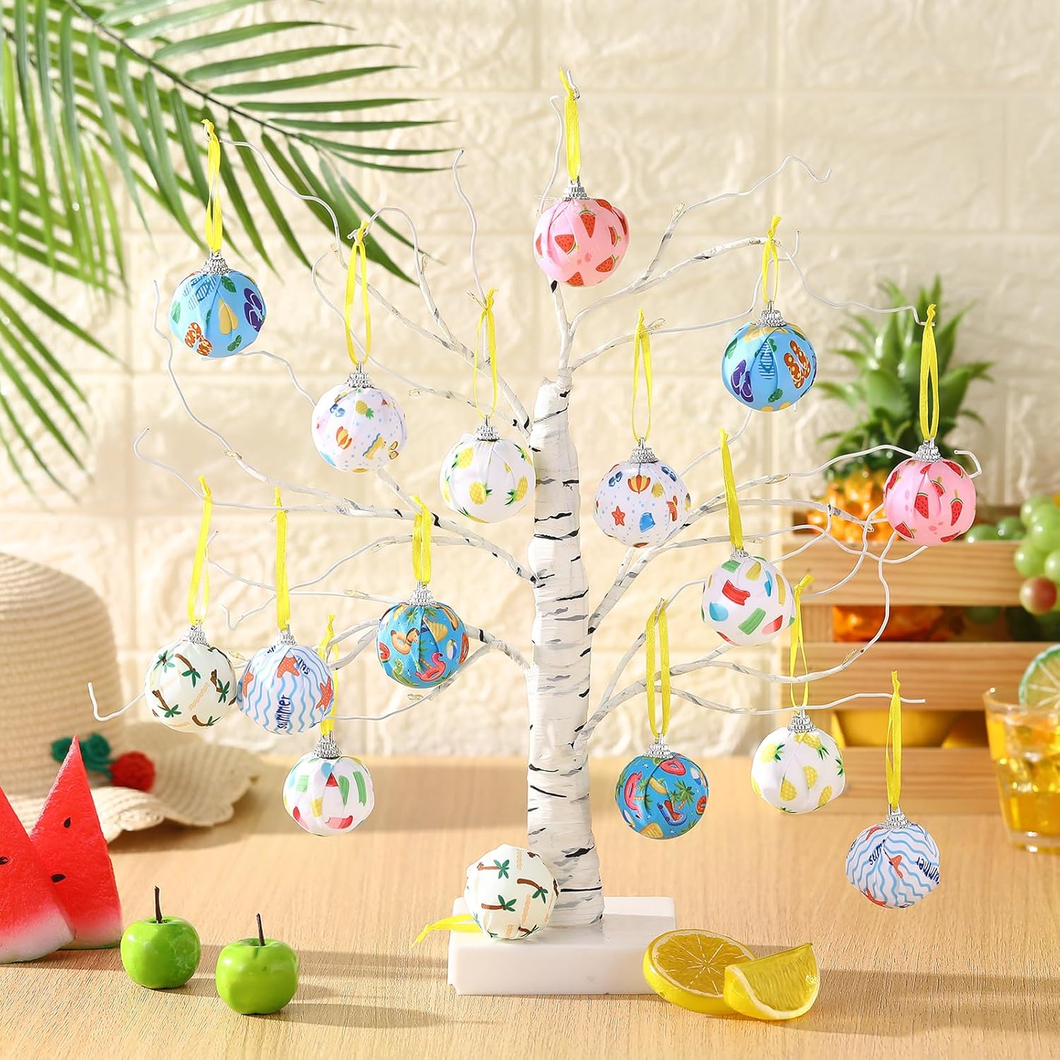 16 Pcs Summer Hanging Tree Ornaments Hawaiian Style Decorations for Parties and Holidays