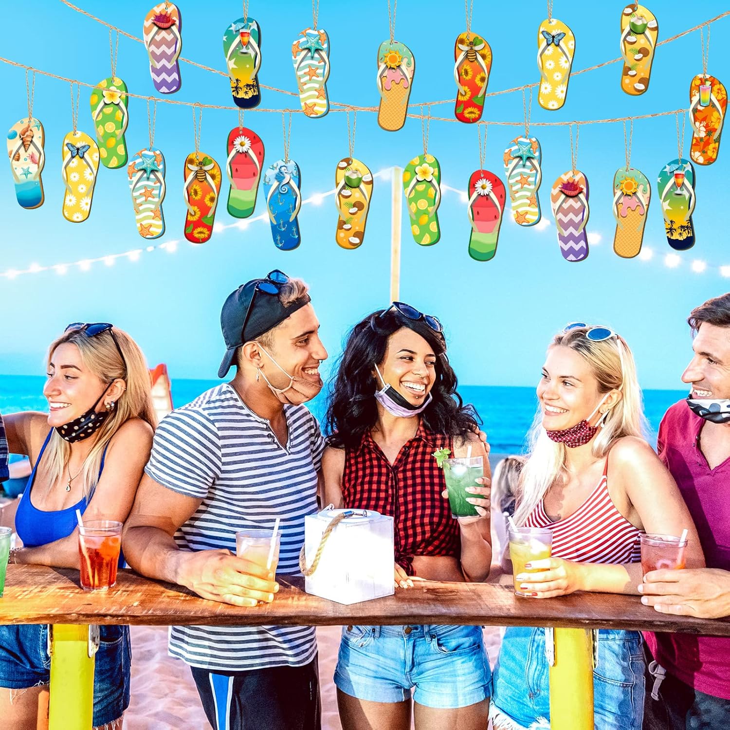36 Pcs Summer Wood Hanging Decorations with 12 Styles