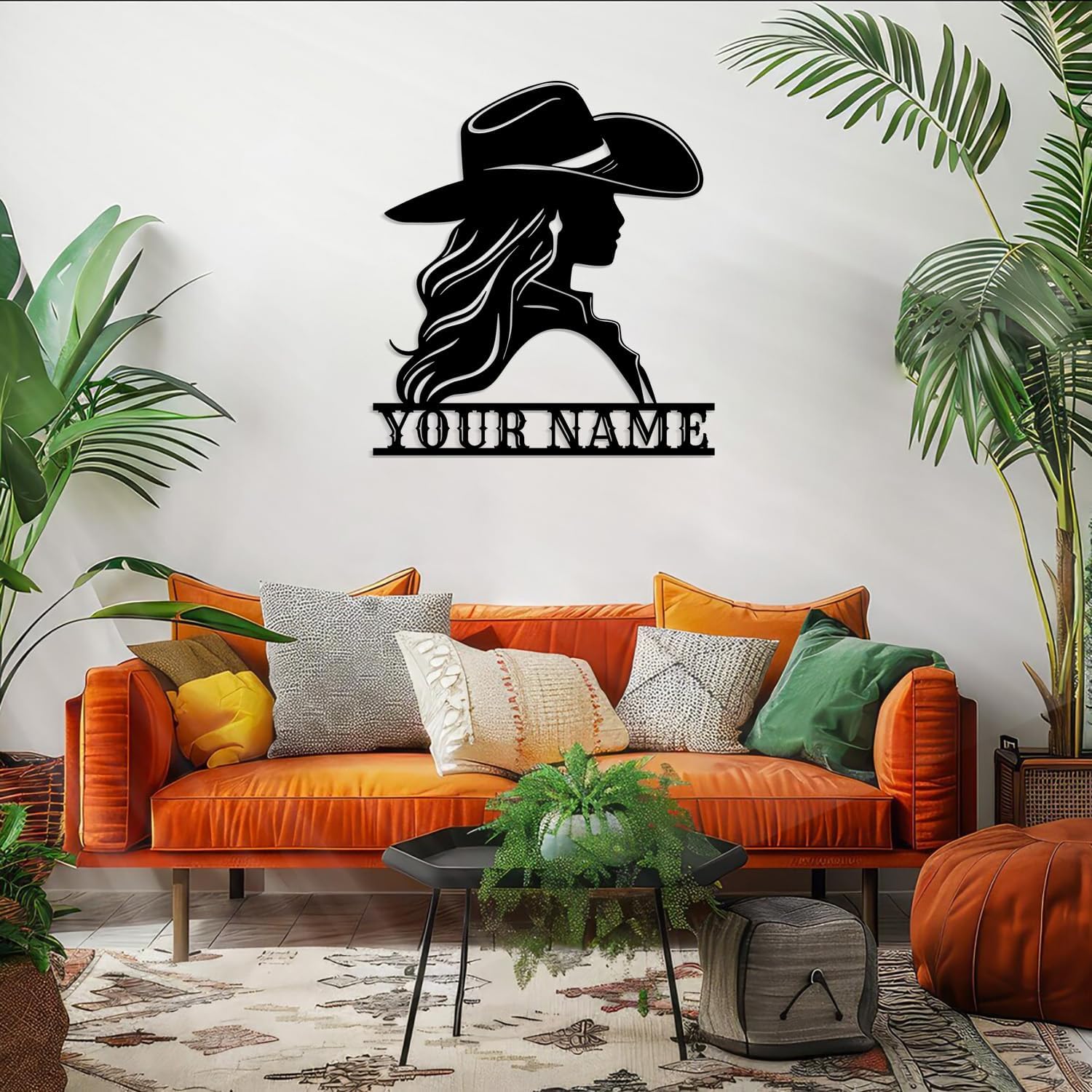 Custom Cowgirl Riding Horse Metal Wall Art