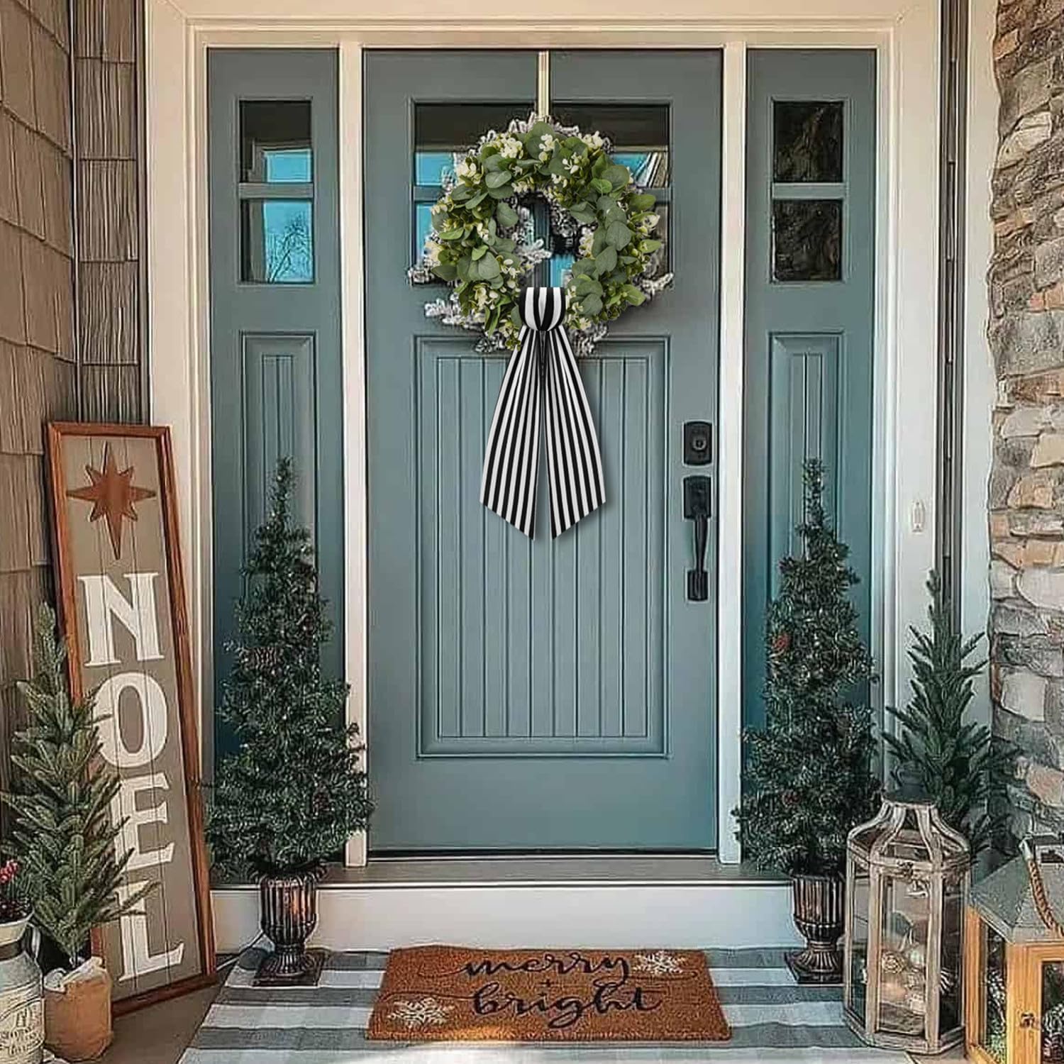 2 Pack Boxwood Wreath Sash Garland for Front Door and Porch Decor