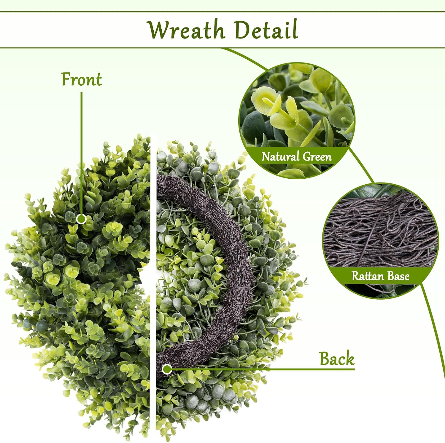 Boxwood Wreath for Front Door and Wall All Seasons 16-18 Inches