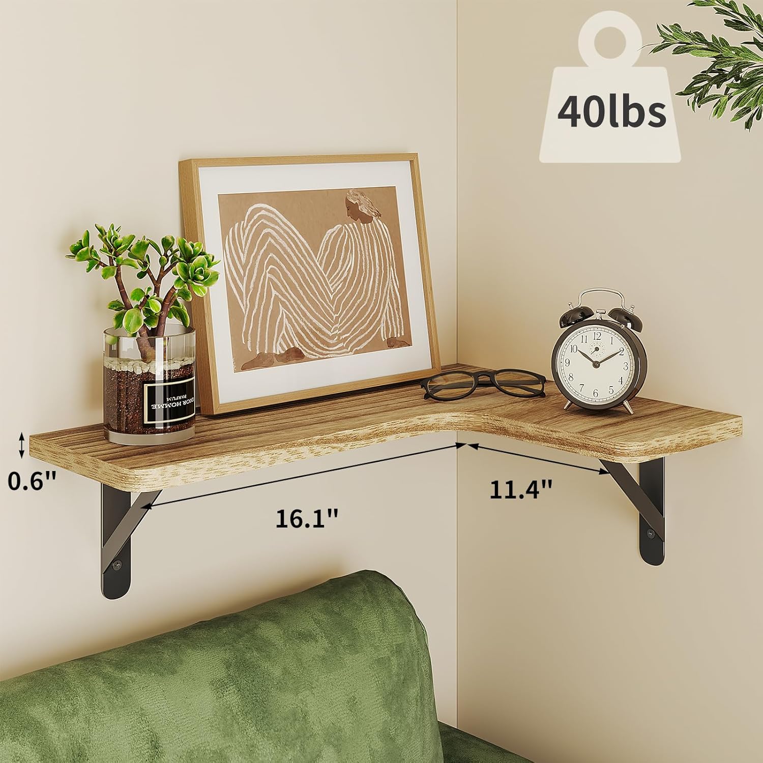 Fixwal Floating Corner Shelves Set of 5 Carbonized Black