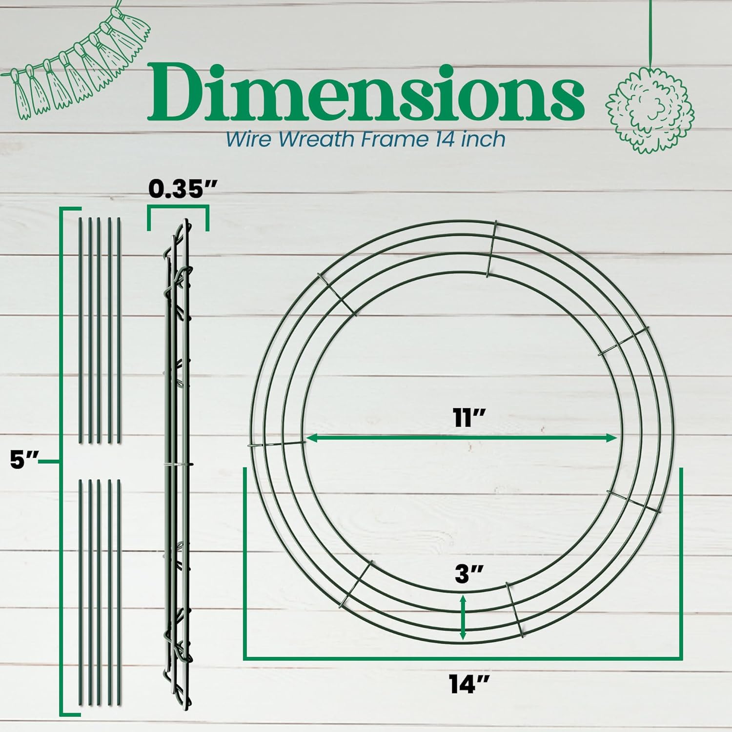 2-Pack 14 Inch Round Metal Wreath Frame