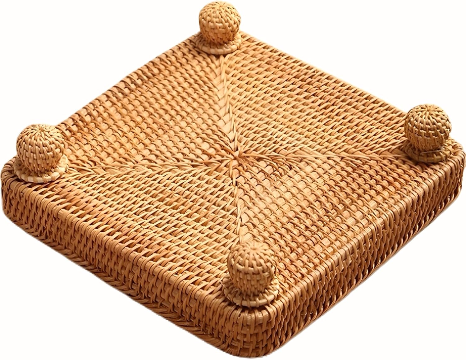 i-lan 9 Inch Square Rattan Riser Tray for Display