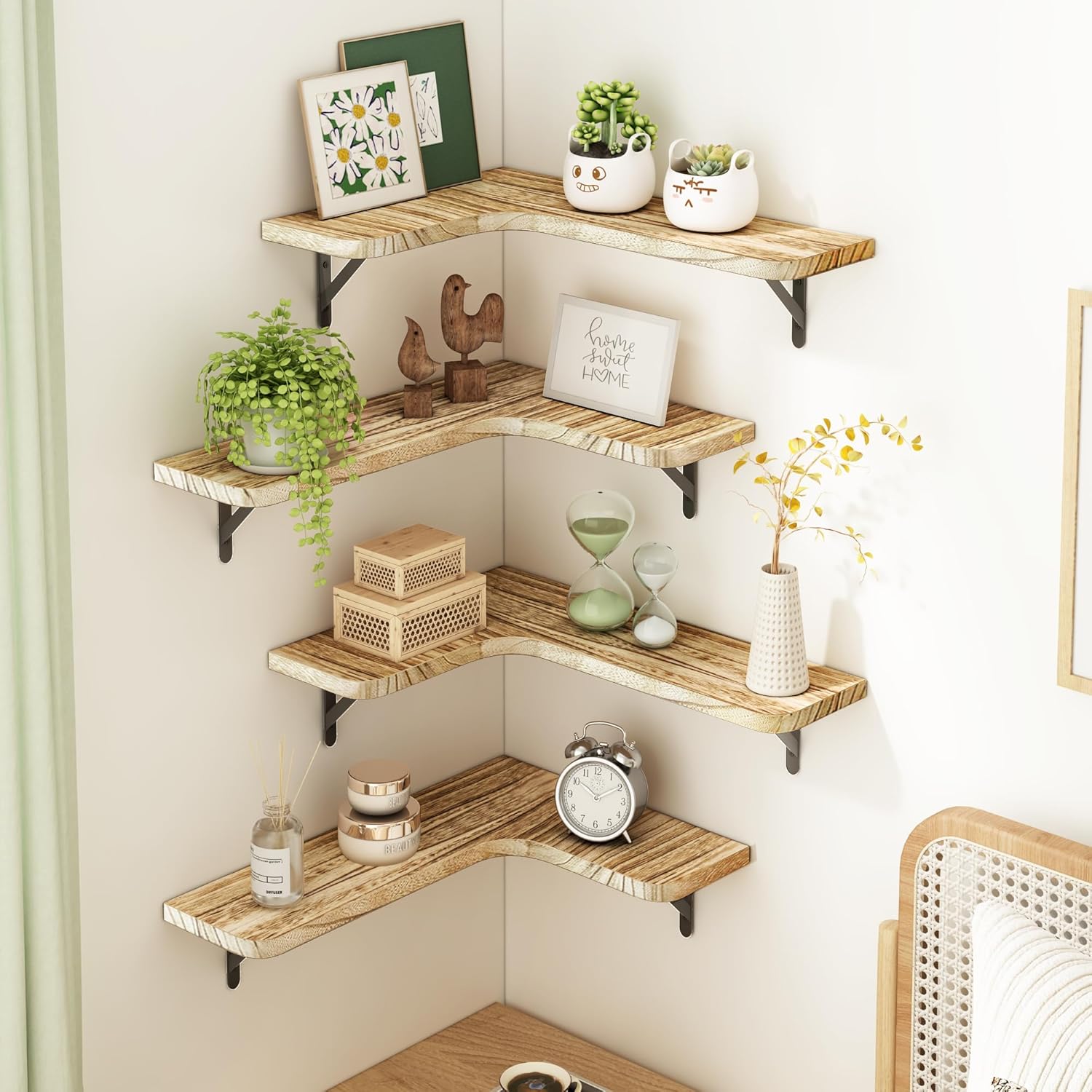 Fixwal Floating Corner Shelves Set of 5 Carbonized Black