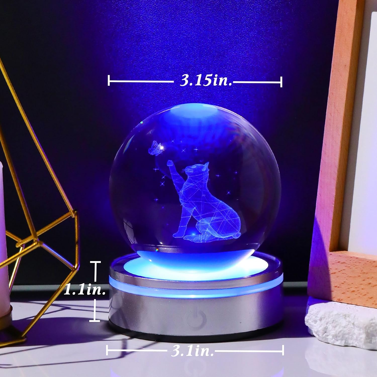 3D Crystal Cat Ball - Home Decor Night Light for Her Him