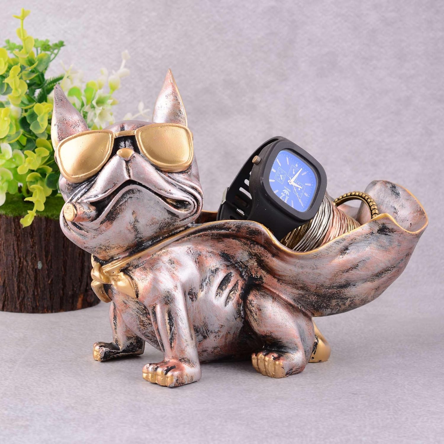 Cute Cool Dog Sculpture with Plate for Home Decor 1
