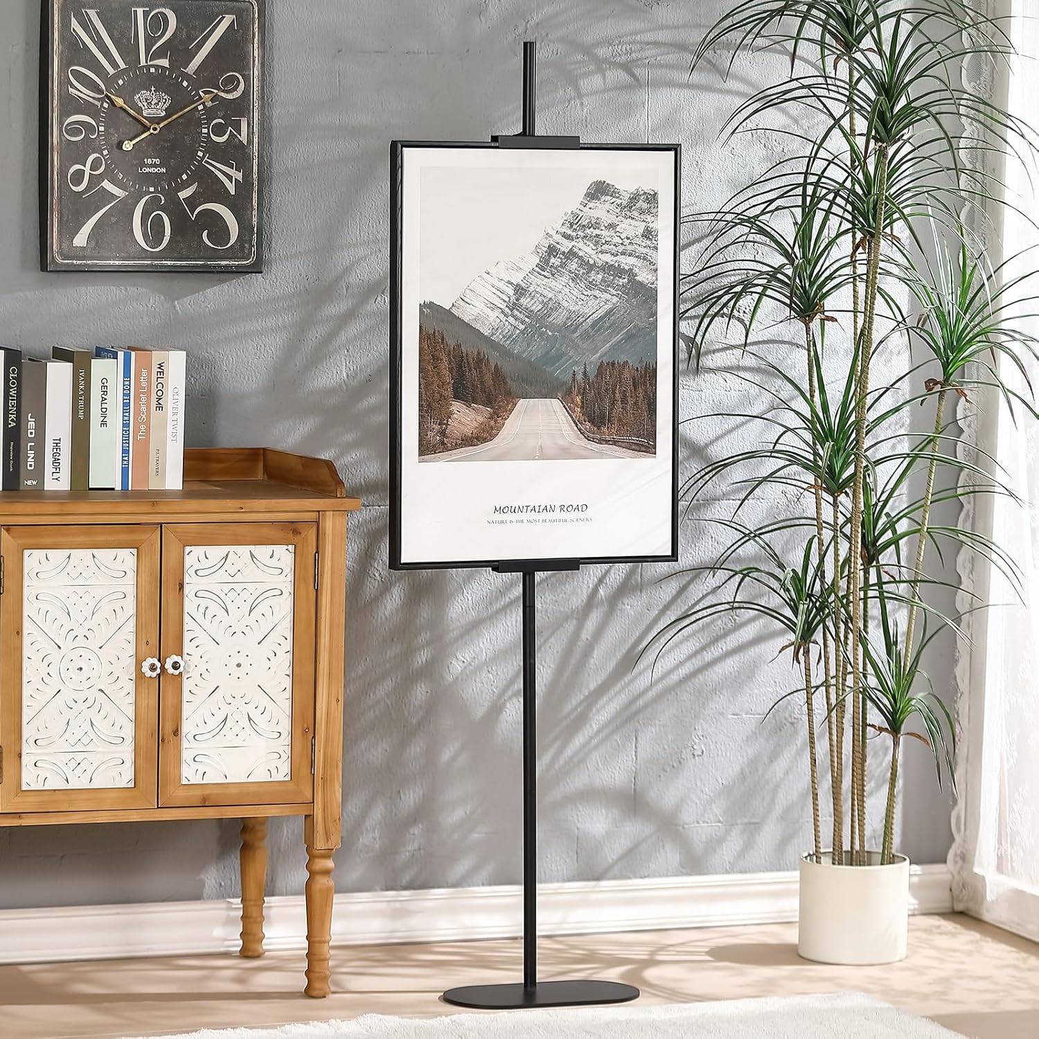 Ironlux Adjustable Easel Stand for Sign Display Black Metal Floor Easel for Art Frames up to 64