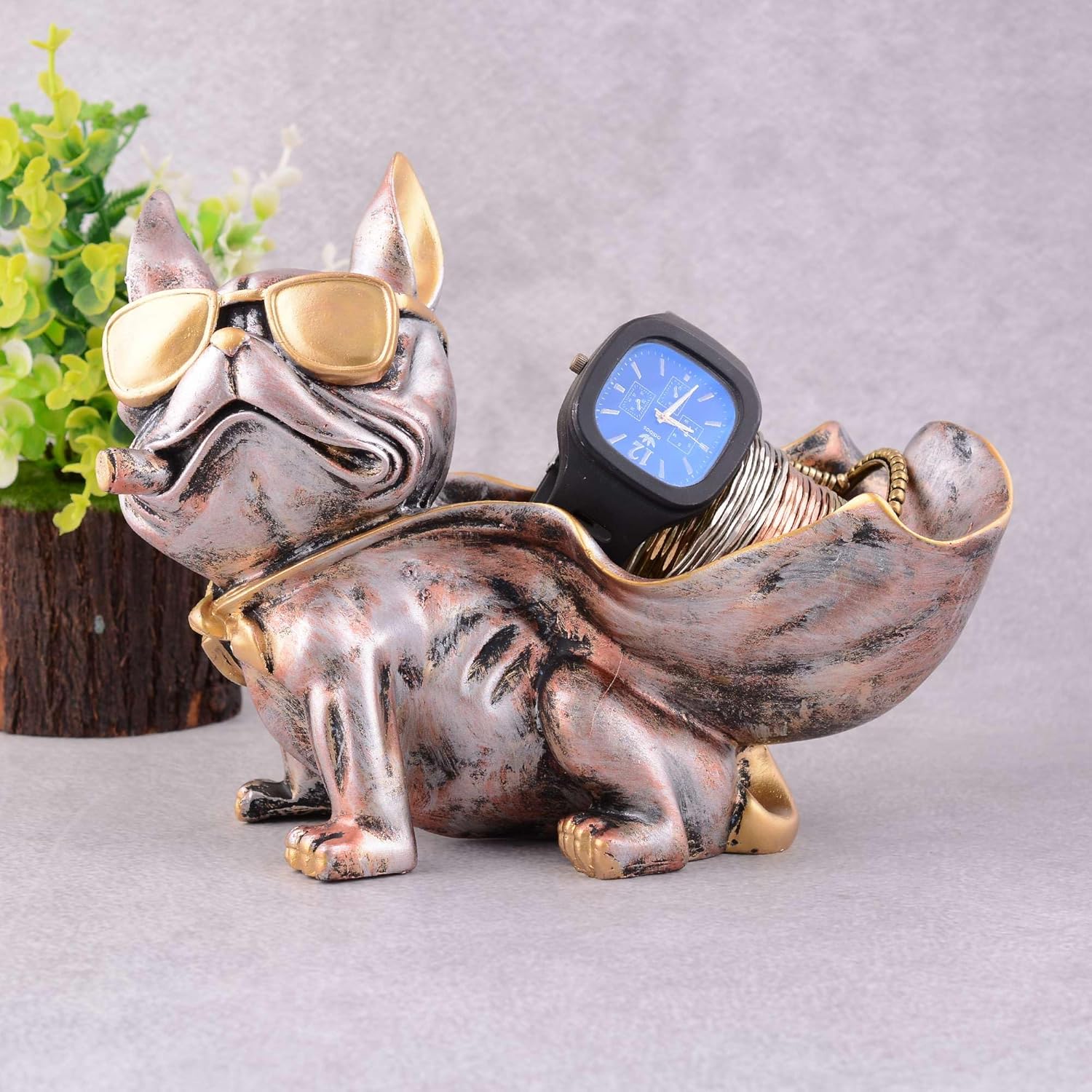 Cute Cool Dog Sculpture with Plate for Home Decor 1