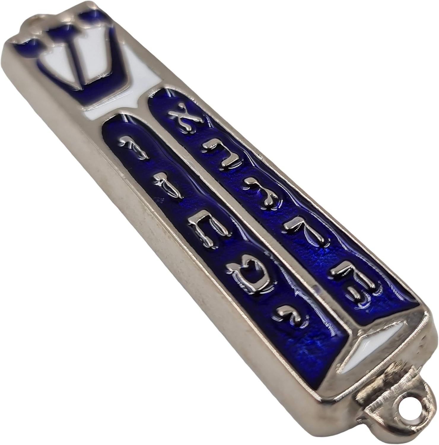Talisman4u Ten Commandments Mezuzah Scroll Silver Tone Blue Enamel 35 Inch