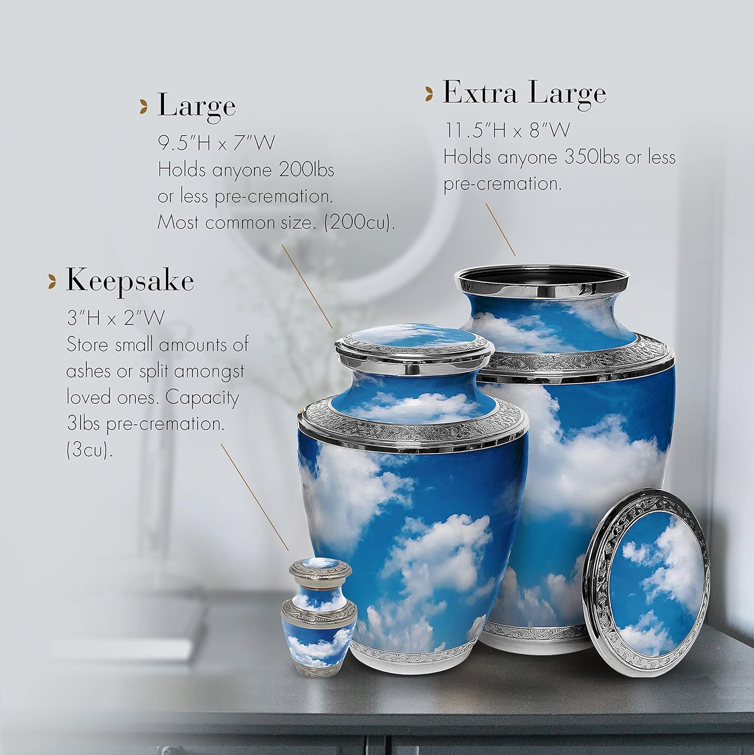 Prime Preferred Choice Heavenly Clouds Decorative Urns for Human Ashes