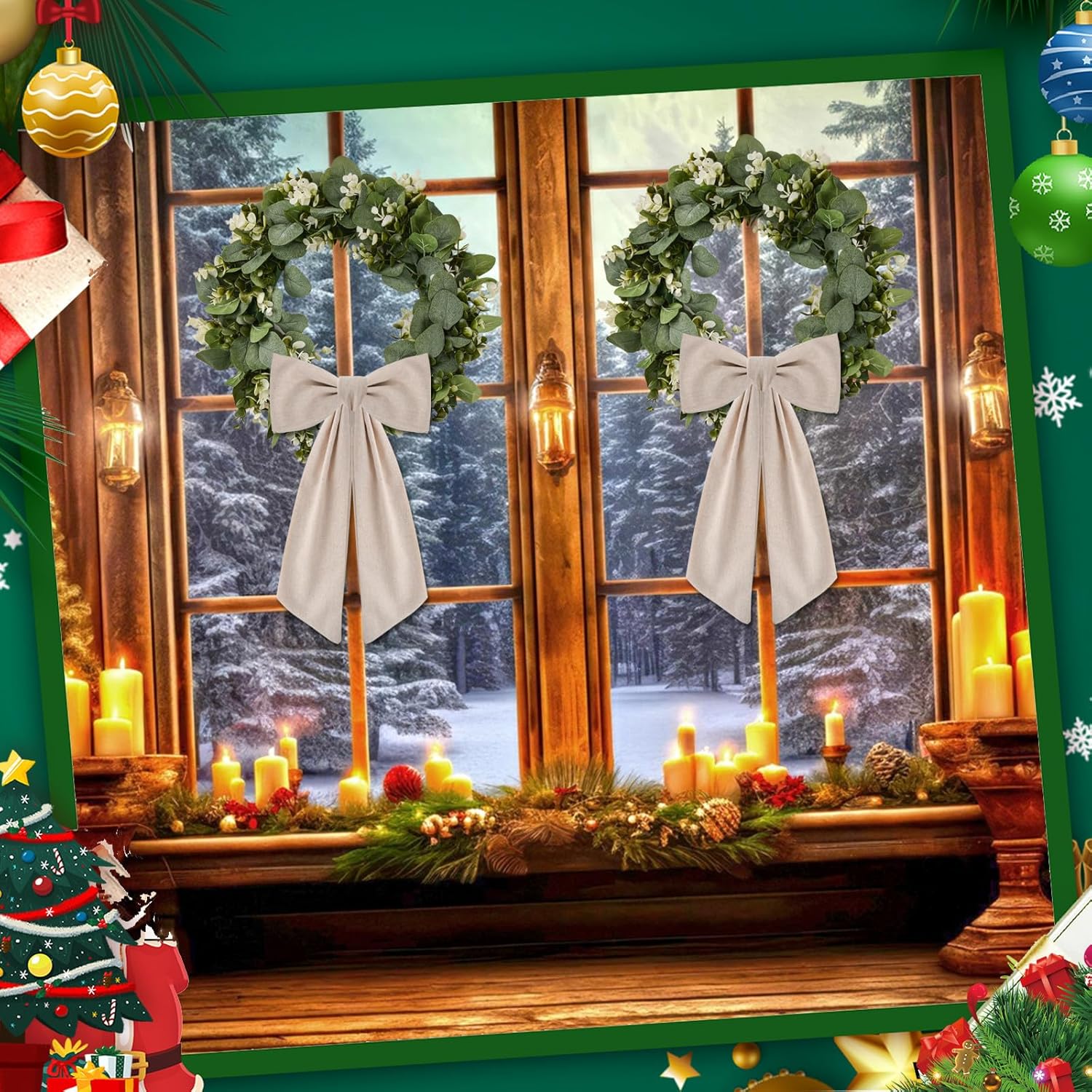 2 Pack Wreath Sash for Front Door Boxwood Wreath Sash Garland Front Door Porch Decor