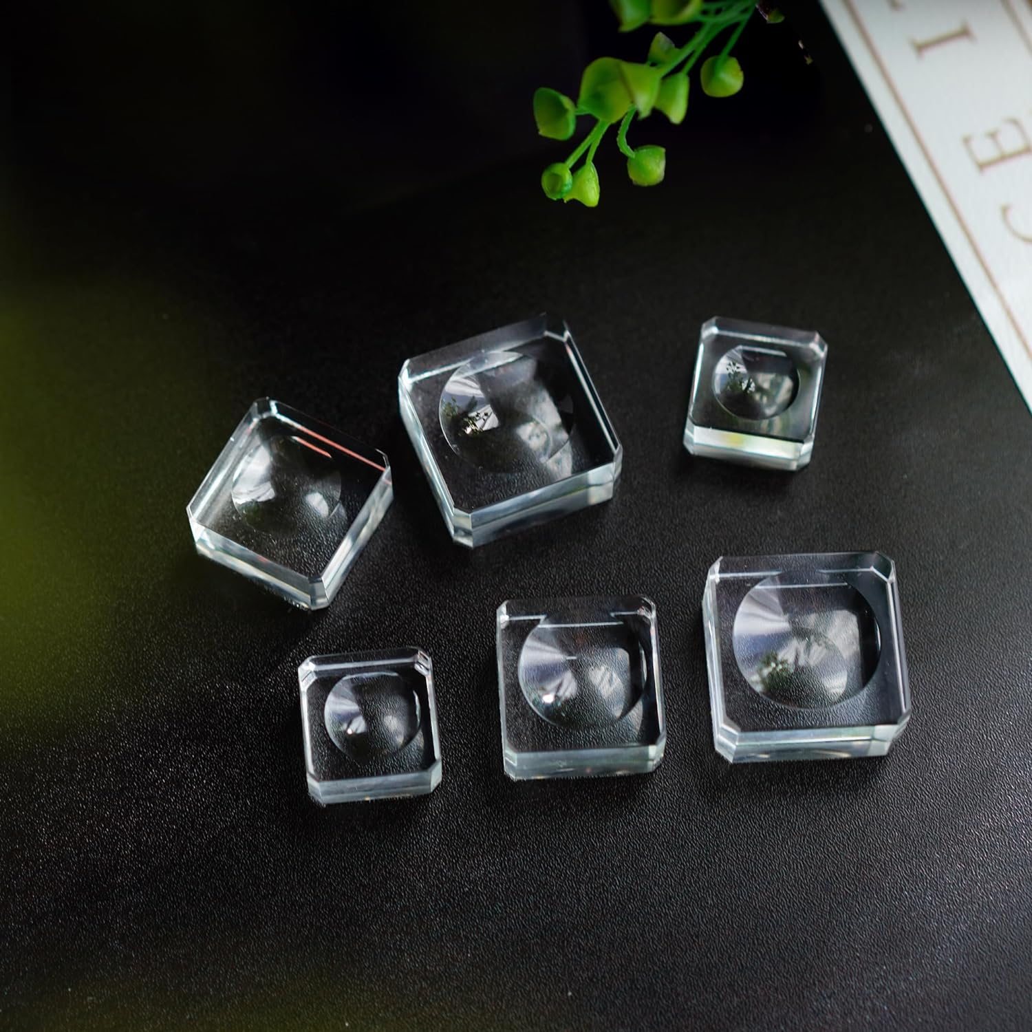 ZEERSHEE 6 Pack Square Crystal Display Bases for 3D Laser Balls