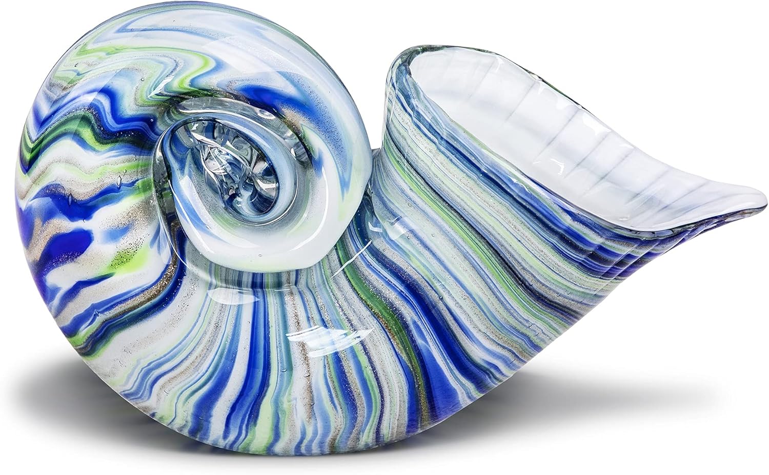 QFkris Blue Nautilus Glass Figurine Decor