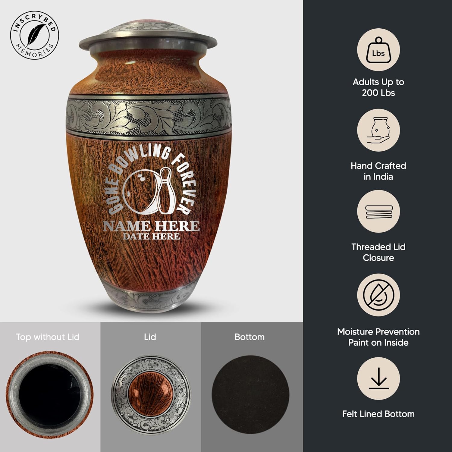 Custom Large Adult Cremation Urn for Bowling Lovers