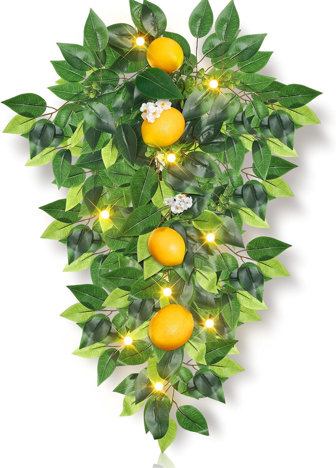 Lemon Teardrop Swag with LED Lights for Front Door Summer Garland