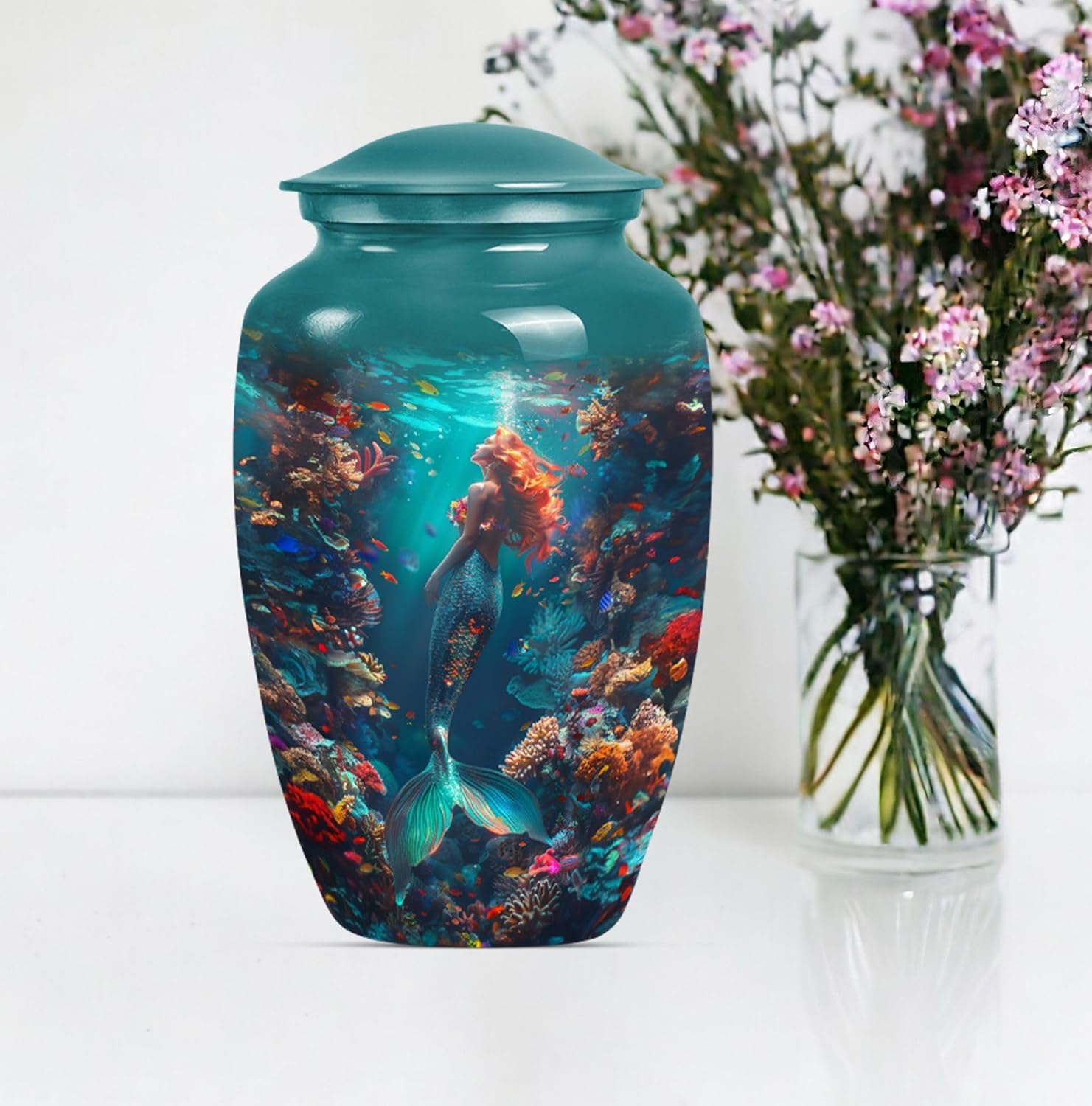 Mermaid Kingdom Cremation Urn - 10 Inch Decorative Ash Urn