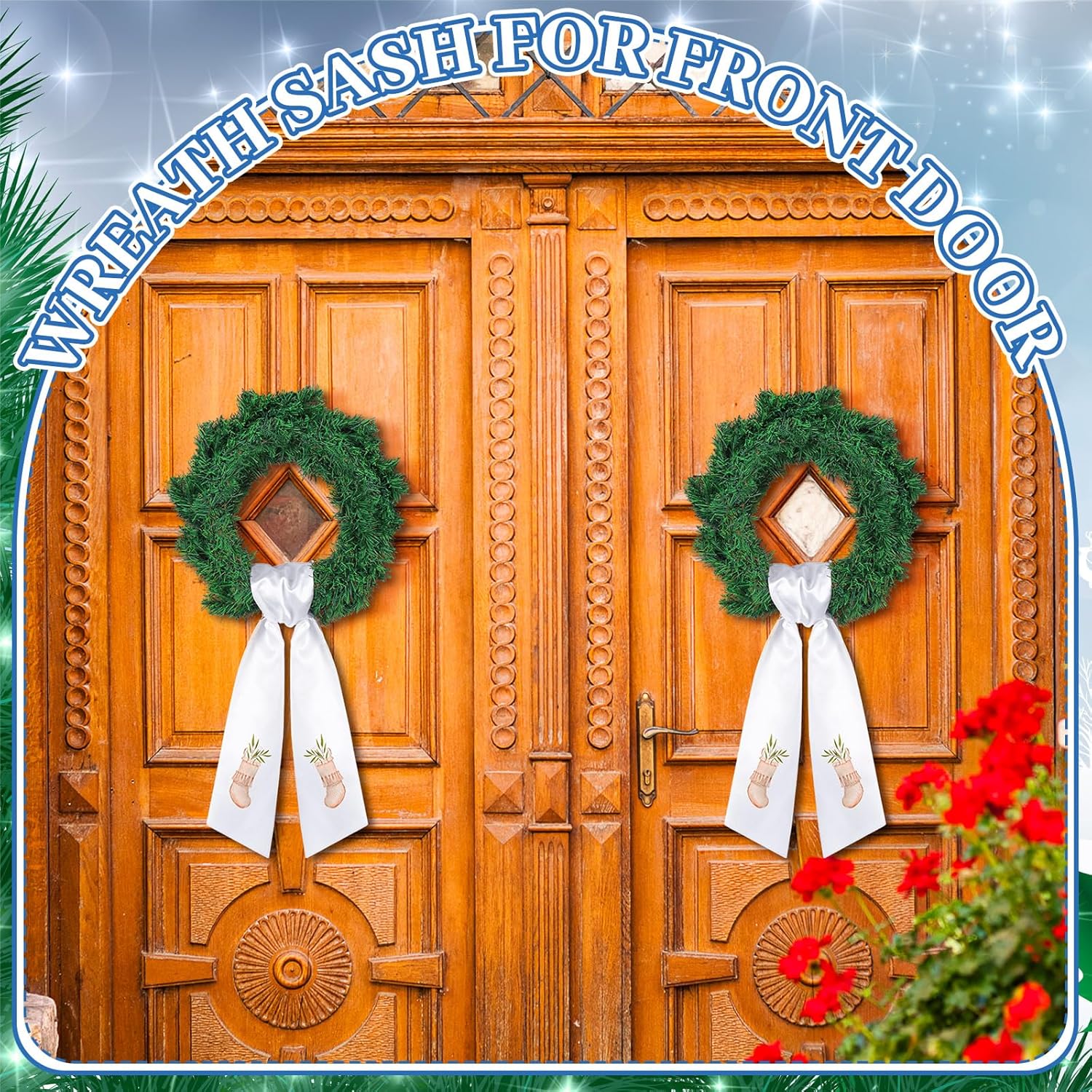 White Wreath Sash for Front Door 449 x 563 4 Pcs