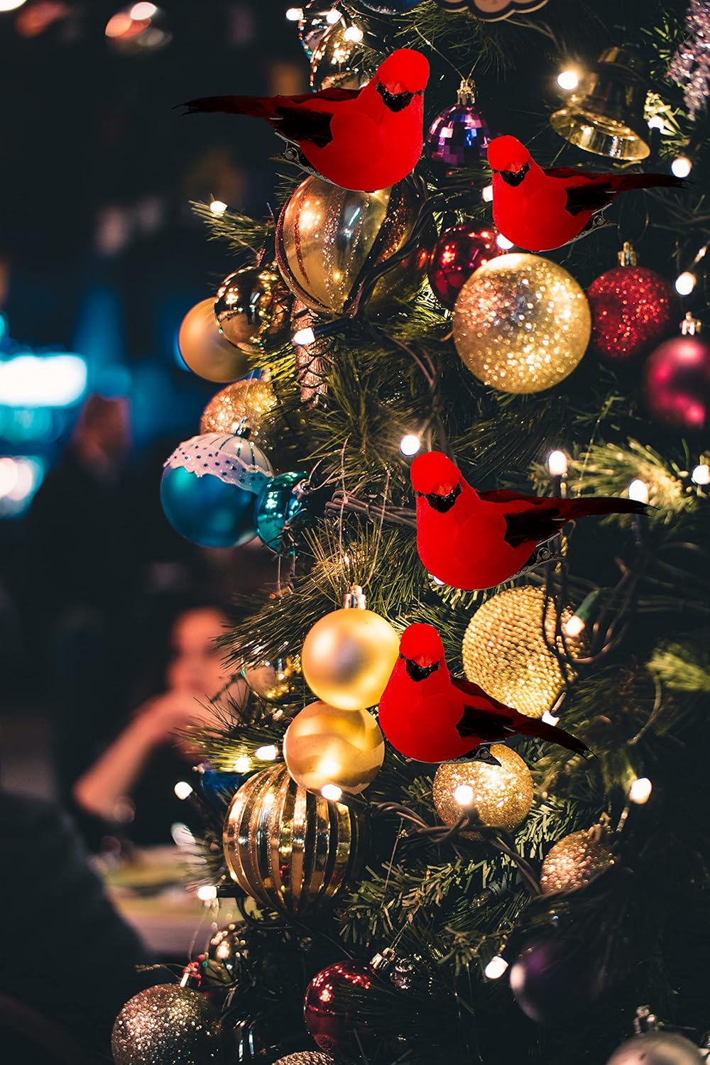Berfutall Red Cardinal Clip On Christmas Tree Ornament - Set of 12